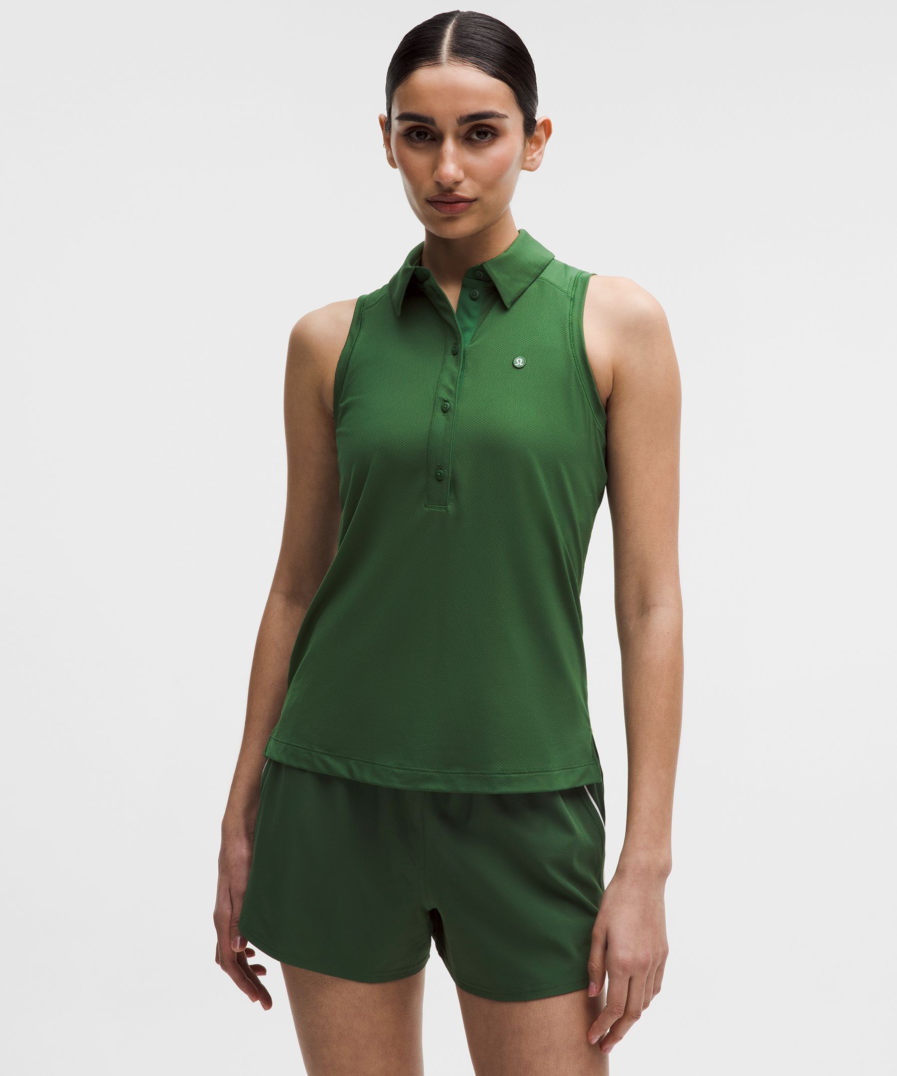 Quick-Dry Sleeveless Polo Shirt  - Green