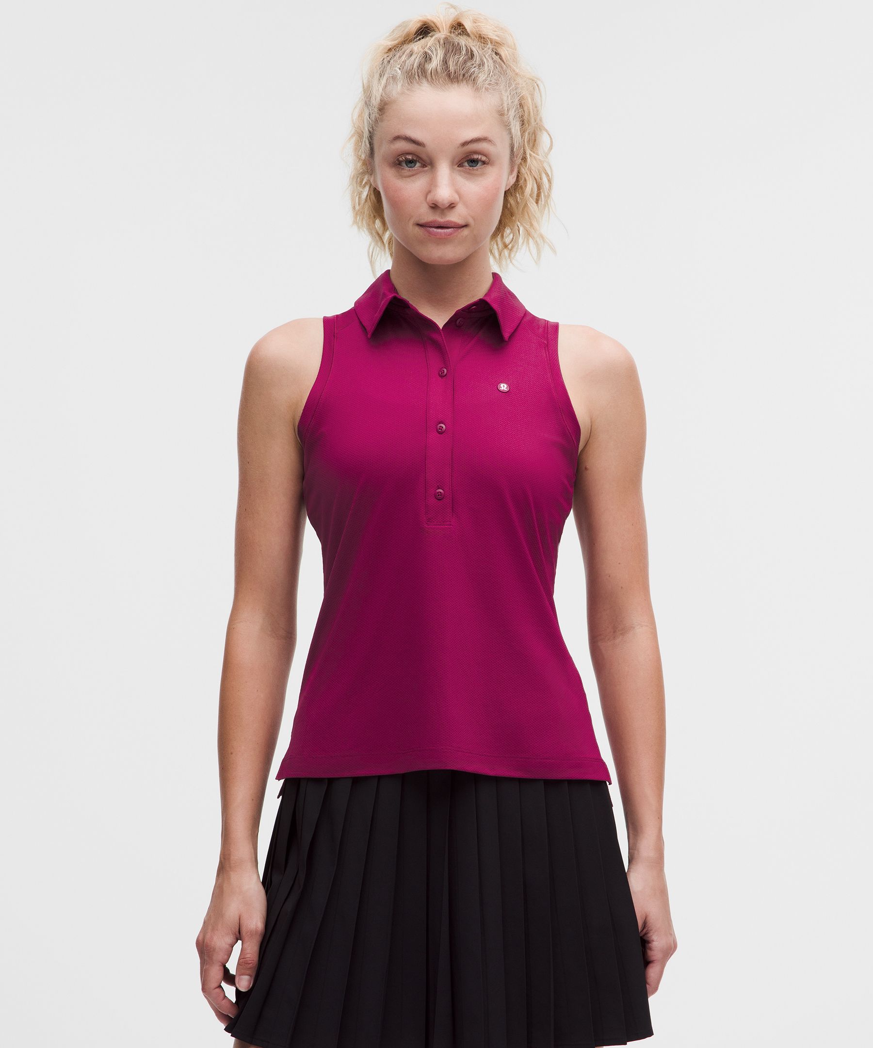 Quick-Dry Sleeveless Polo Shirt Straight Hem *Logo