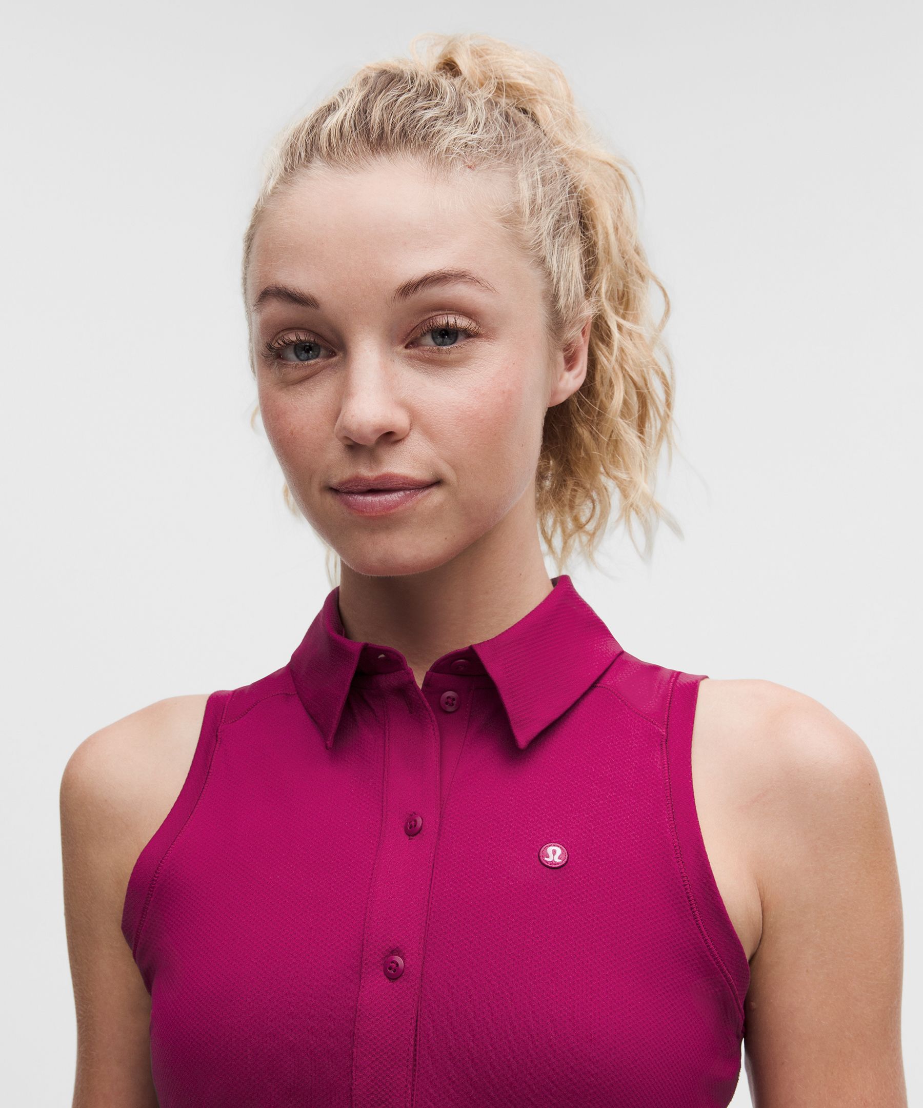 Quick-Dry Sleeveless Polo Shirt Straight Hem *Logo
