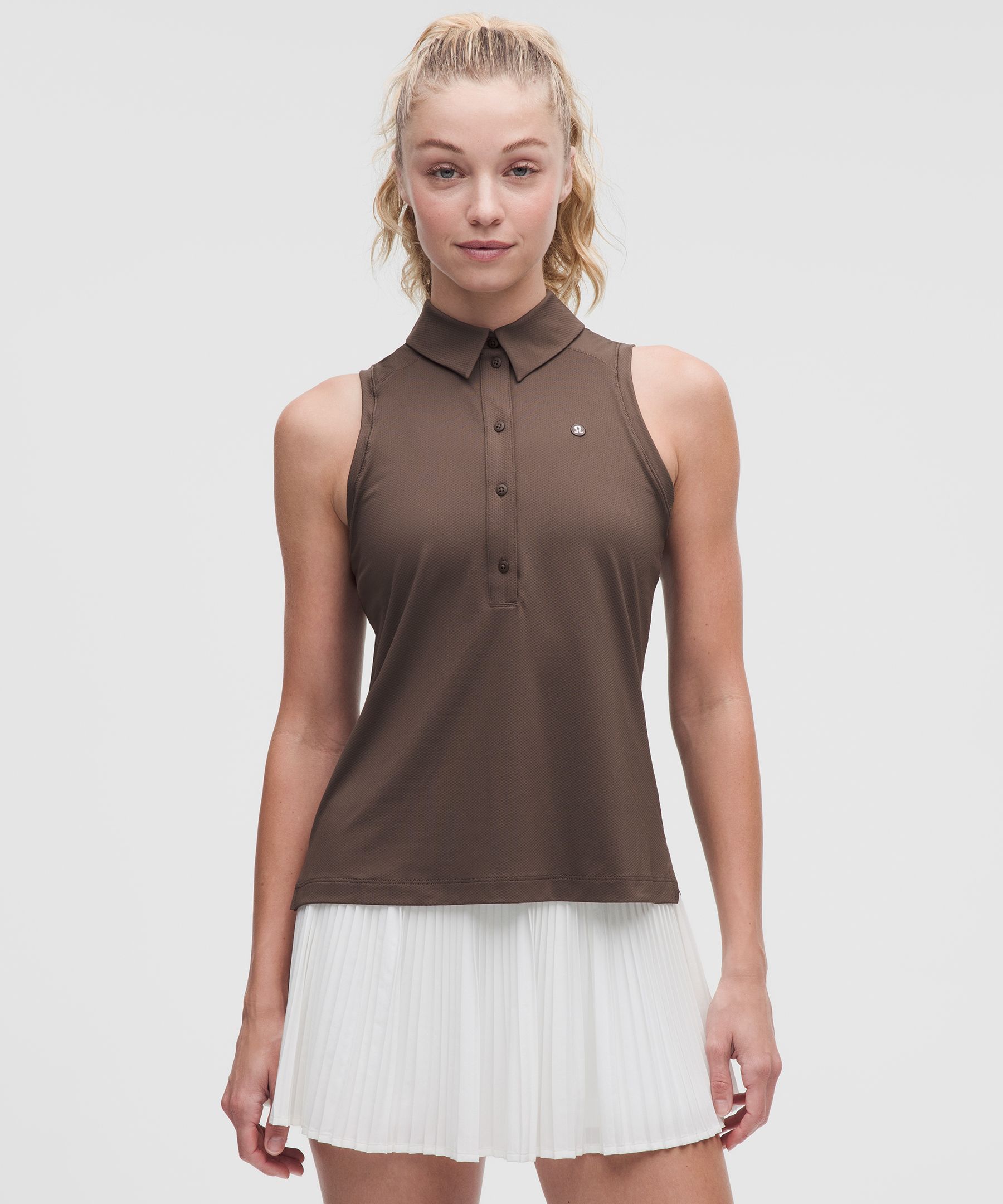 Quick-Dry Sleeveless Polo Shirt Straight Hem