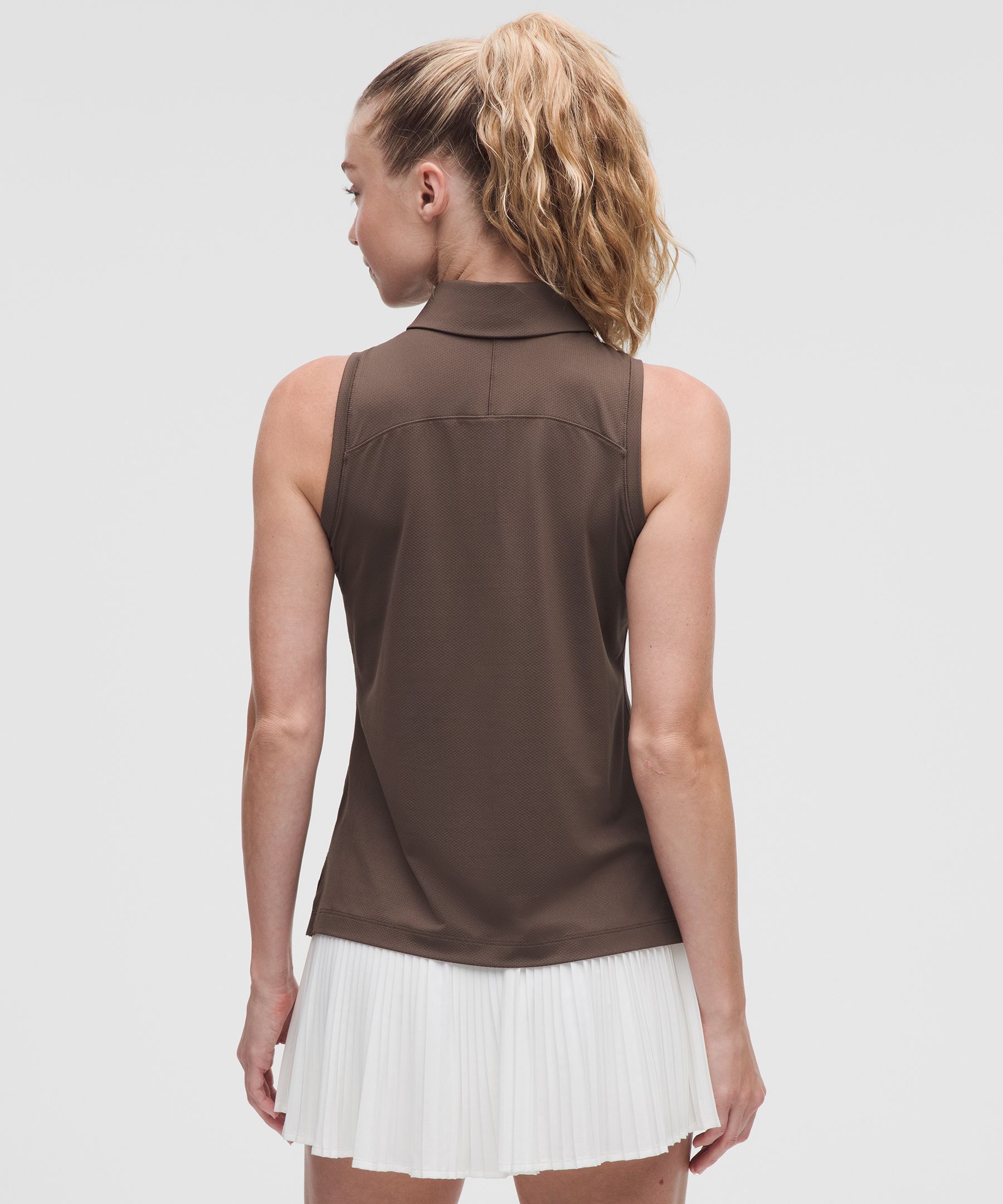 Quick-Dry Sleeveless Polo Shirt Straight Hem