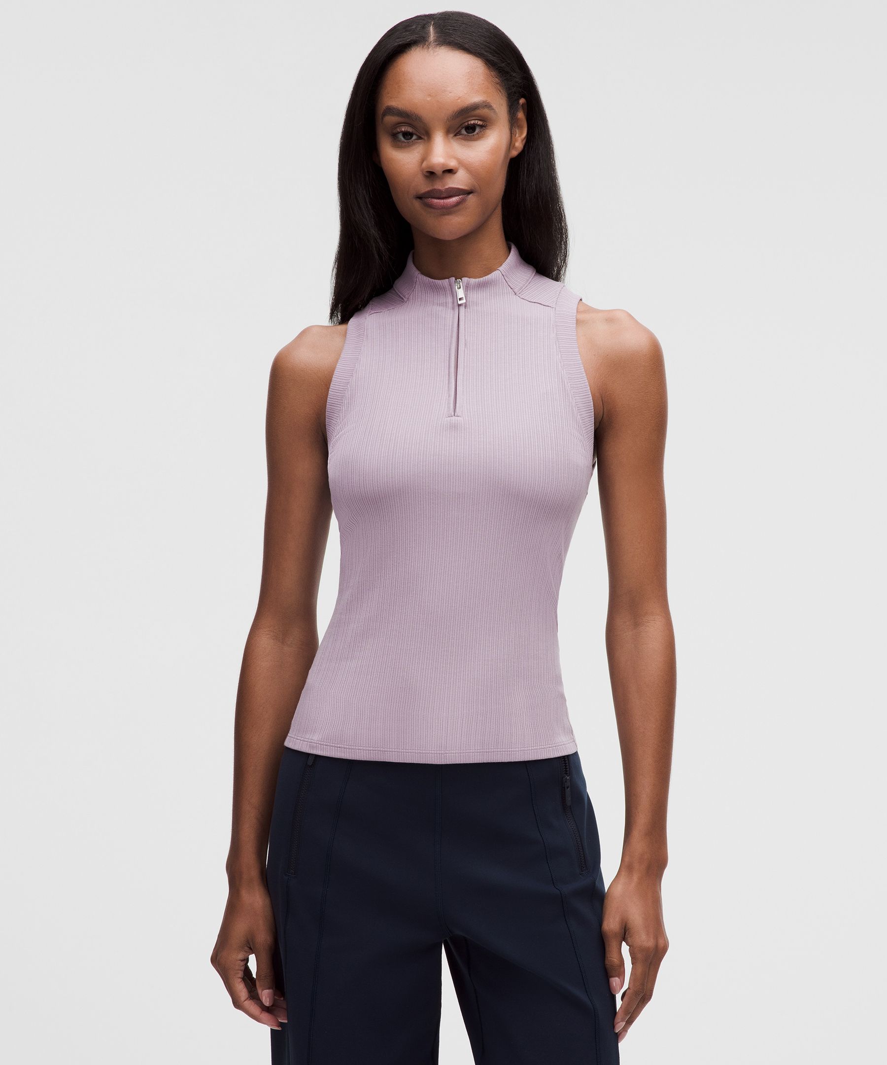 Hold Tight Micro-Rib Half-Zip Tank Top