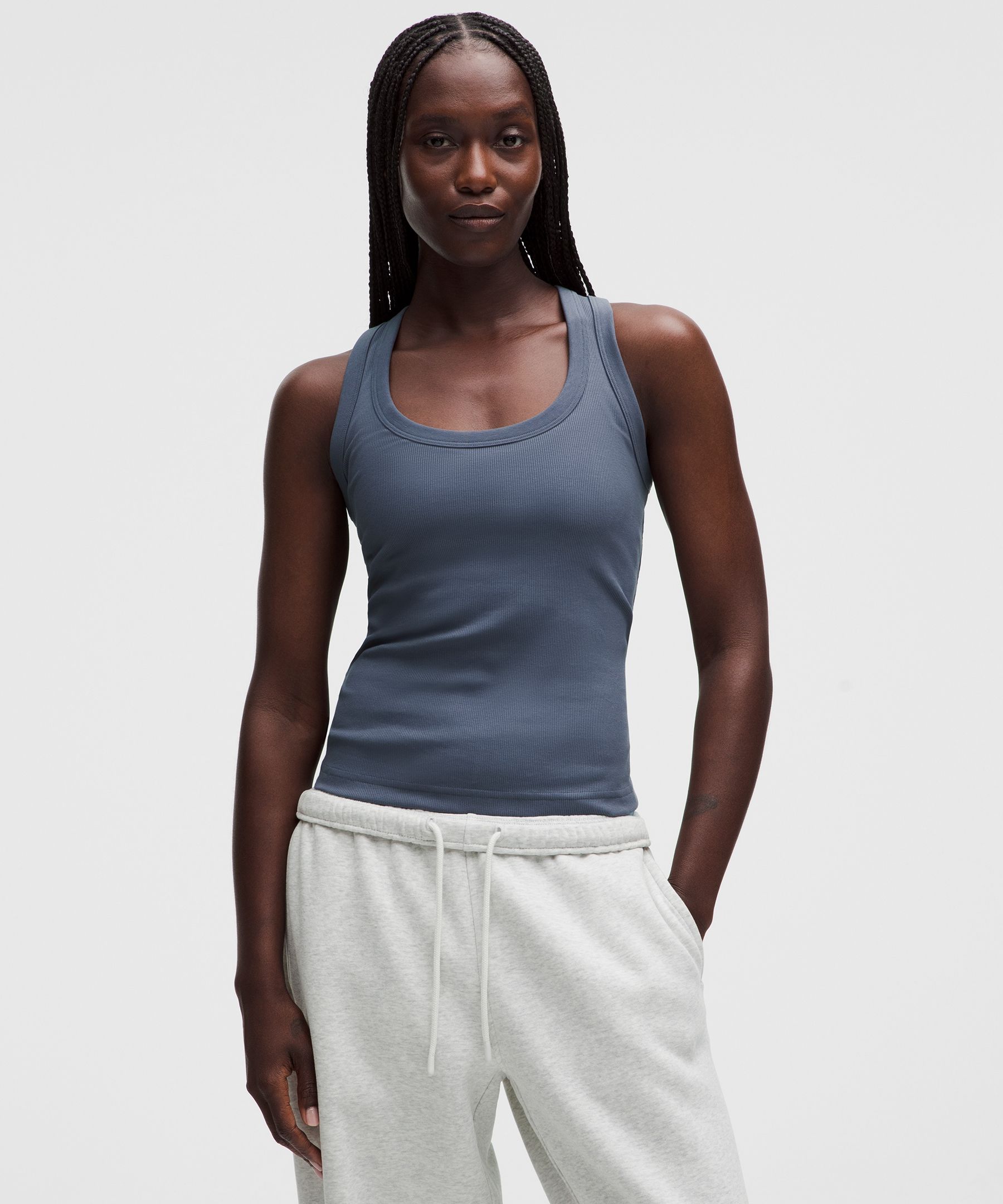 Little Ribbed Scoop-Neck Tank Top