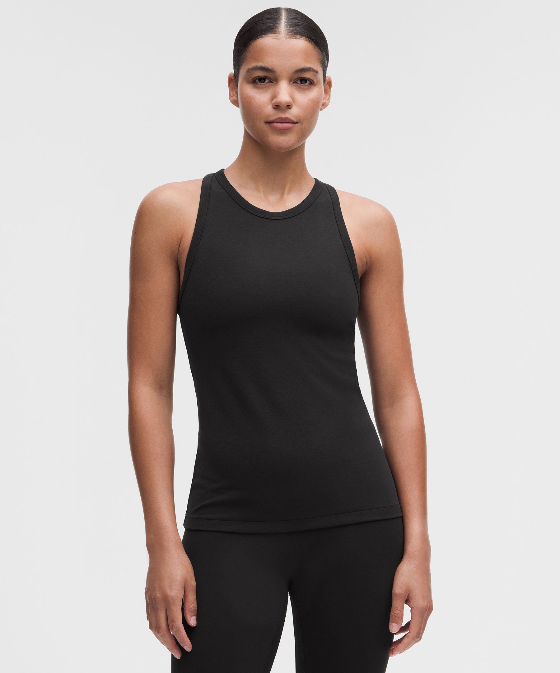 Hochgeschlossenes Tanktop aus geripptem Material