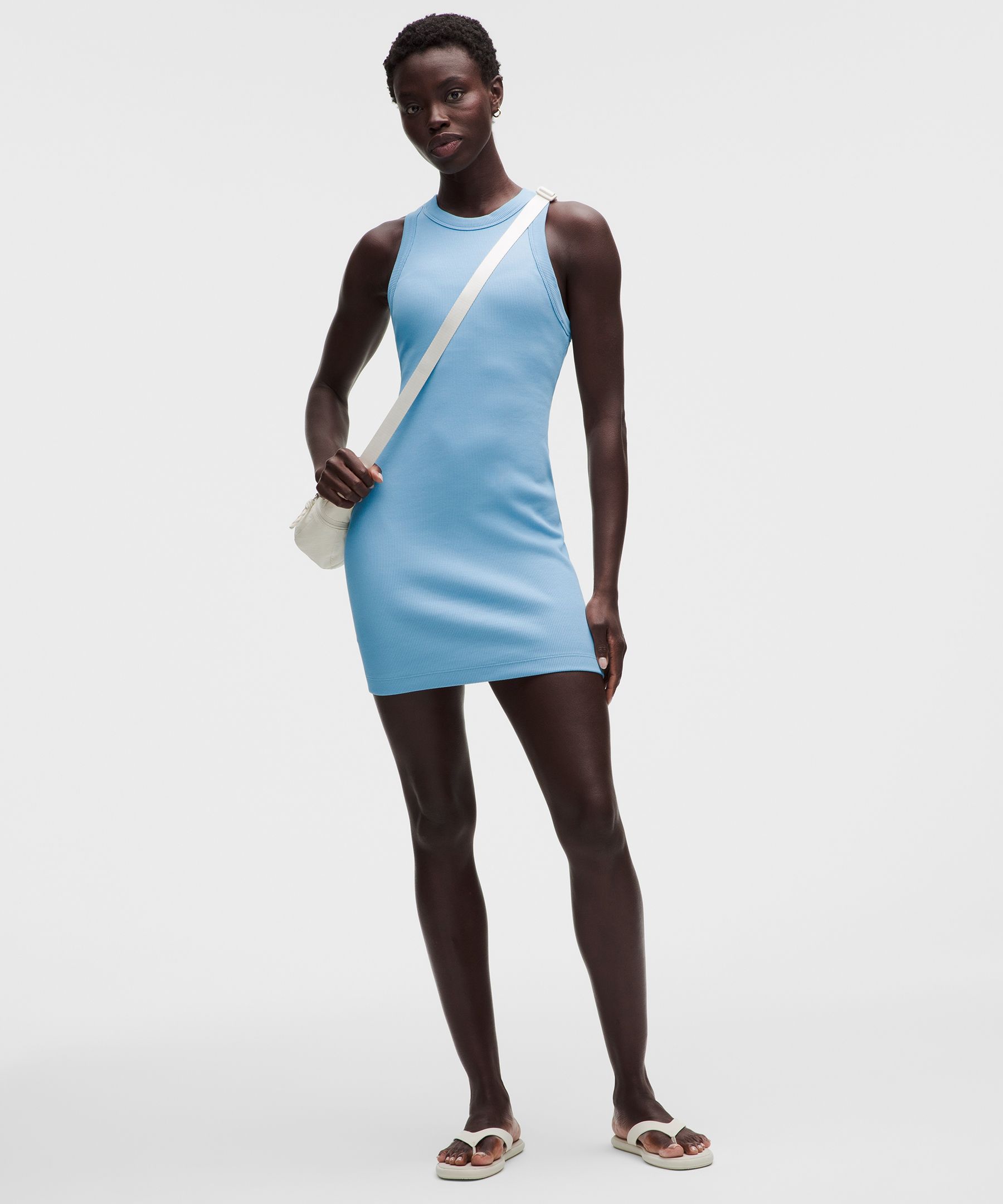 Rib Heavyweight Cotton-Blend Mini Dress *Shelf Bra