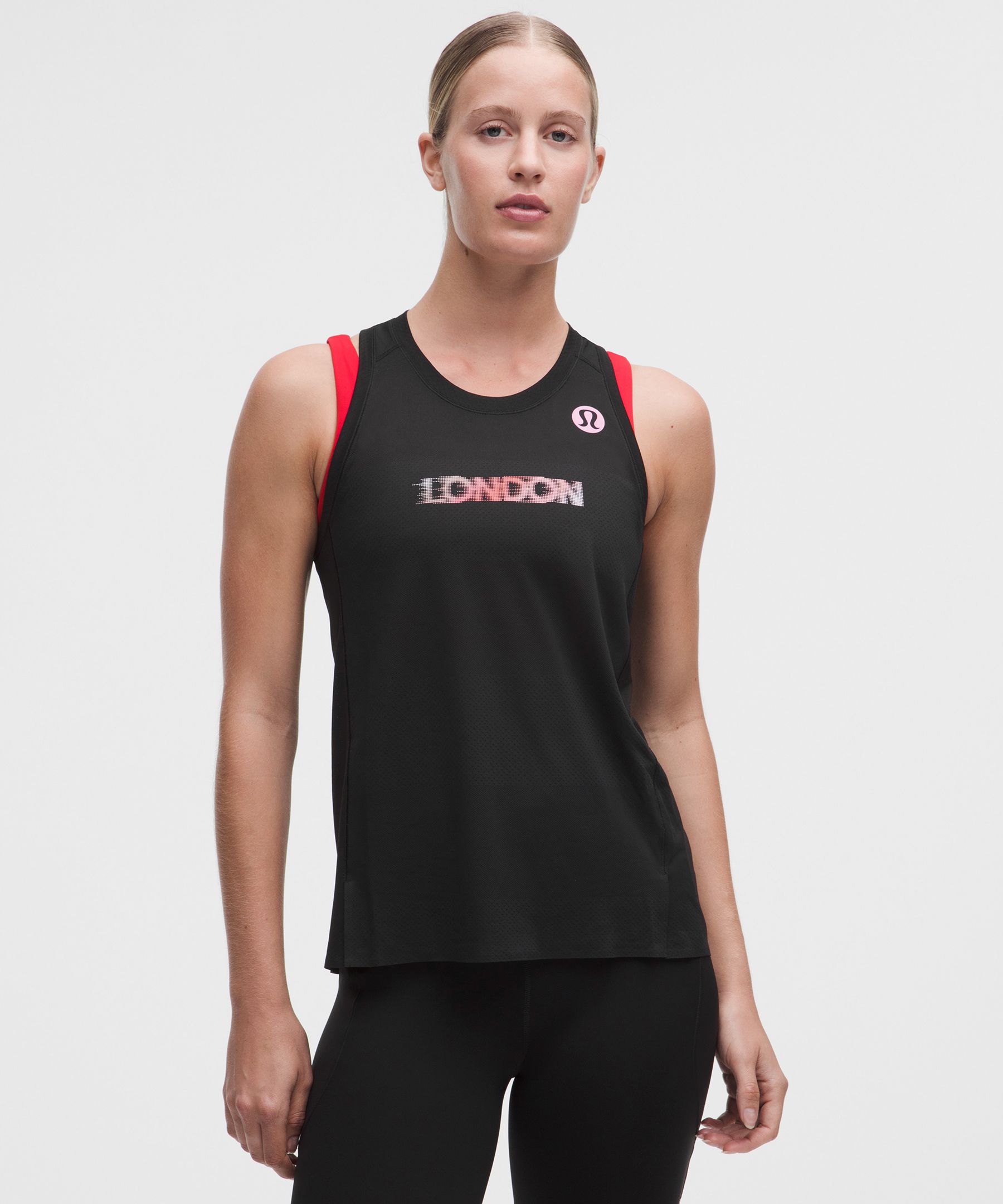 lululemon – Women’s Fast and Free Perforated Stripe Tank Top London ’26 – Color Black – Size Large