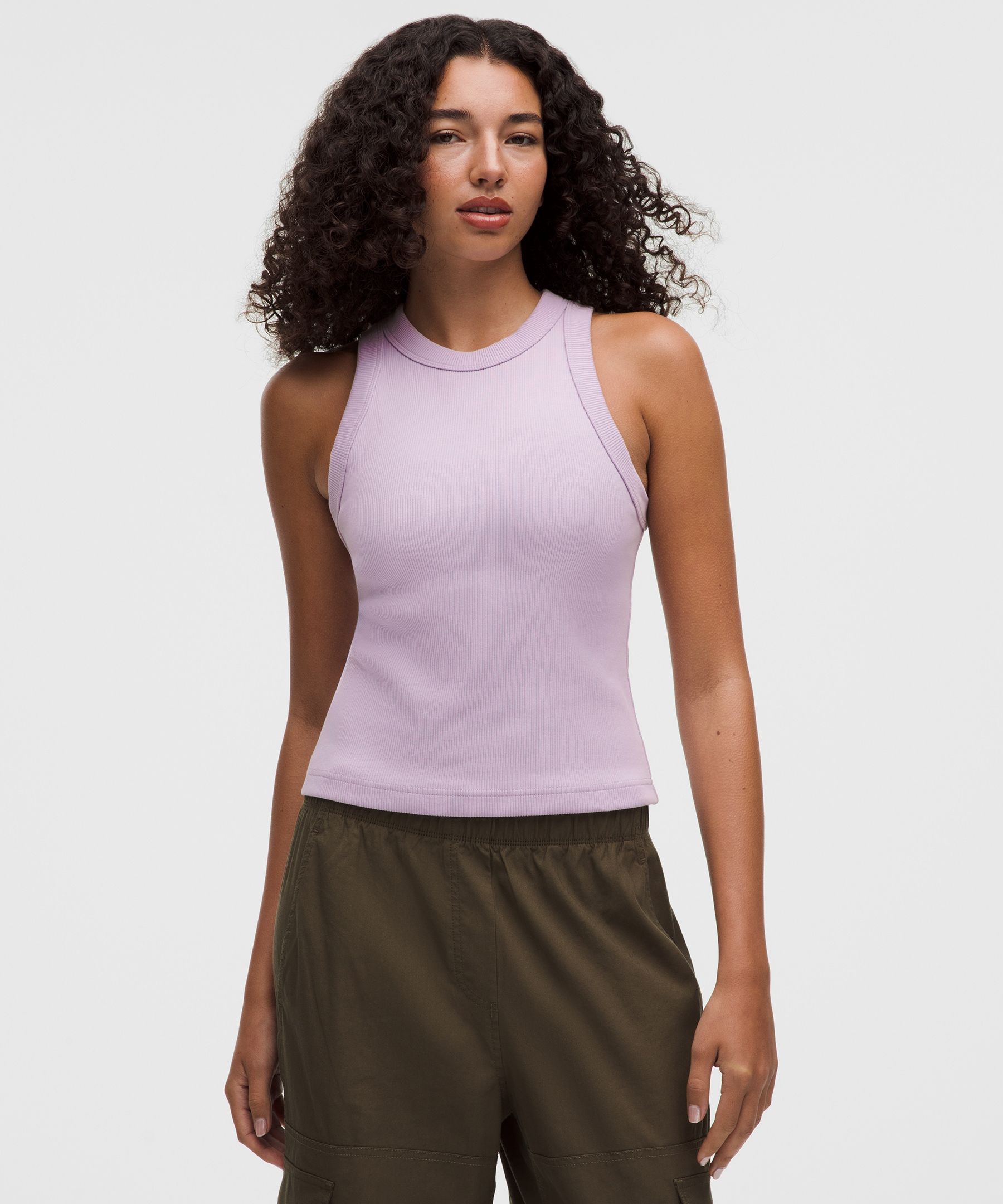 Tank top de algod&oacute;n grueso acanalado con espalda deportiva