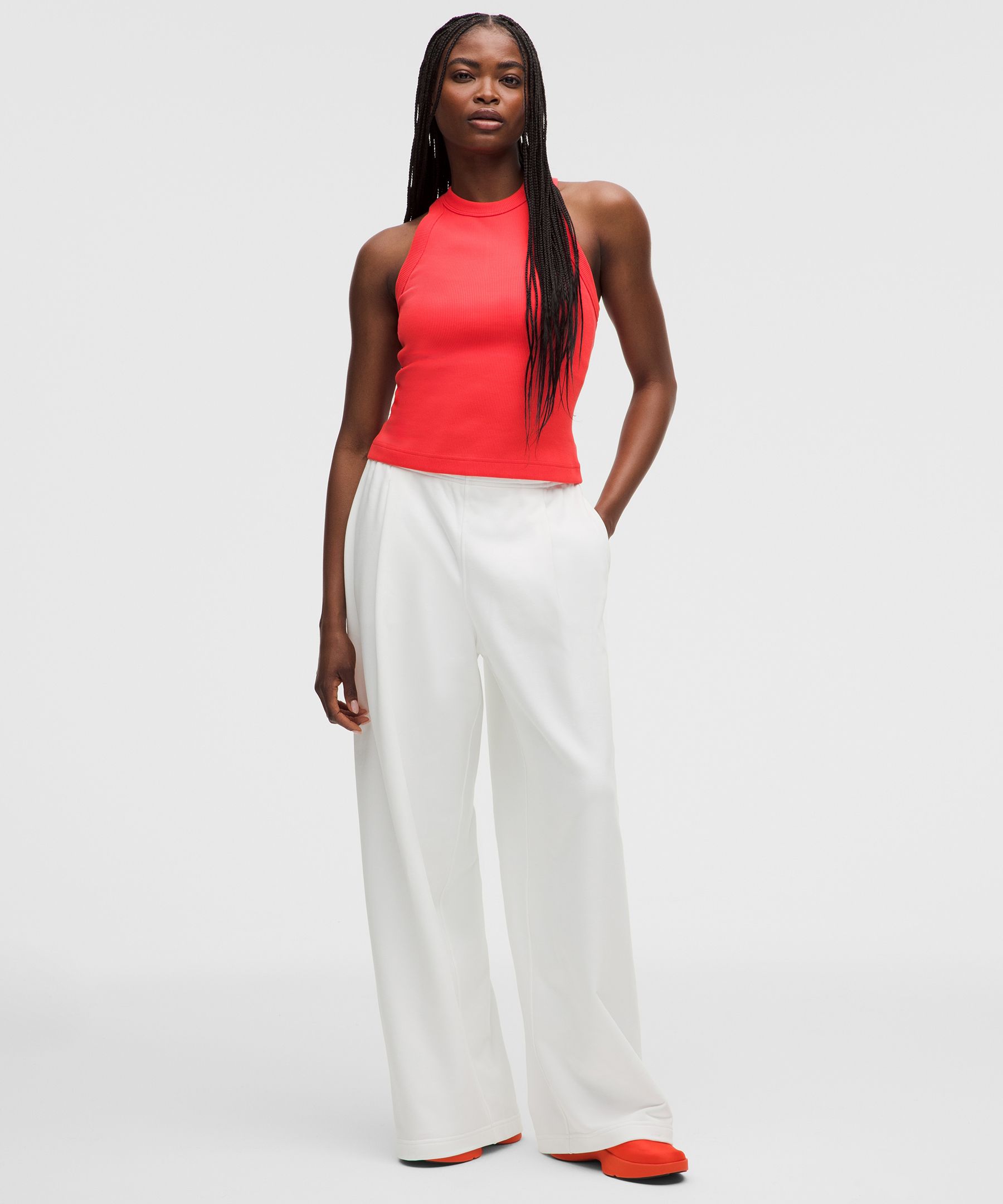 Ribbed Heavyweight Cotton-Blend Racerback Tank Top