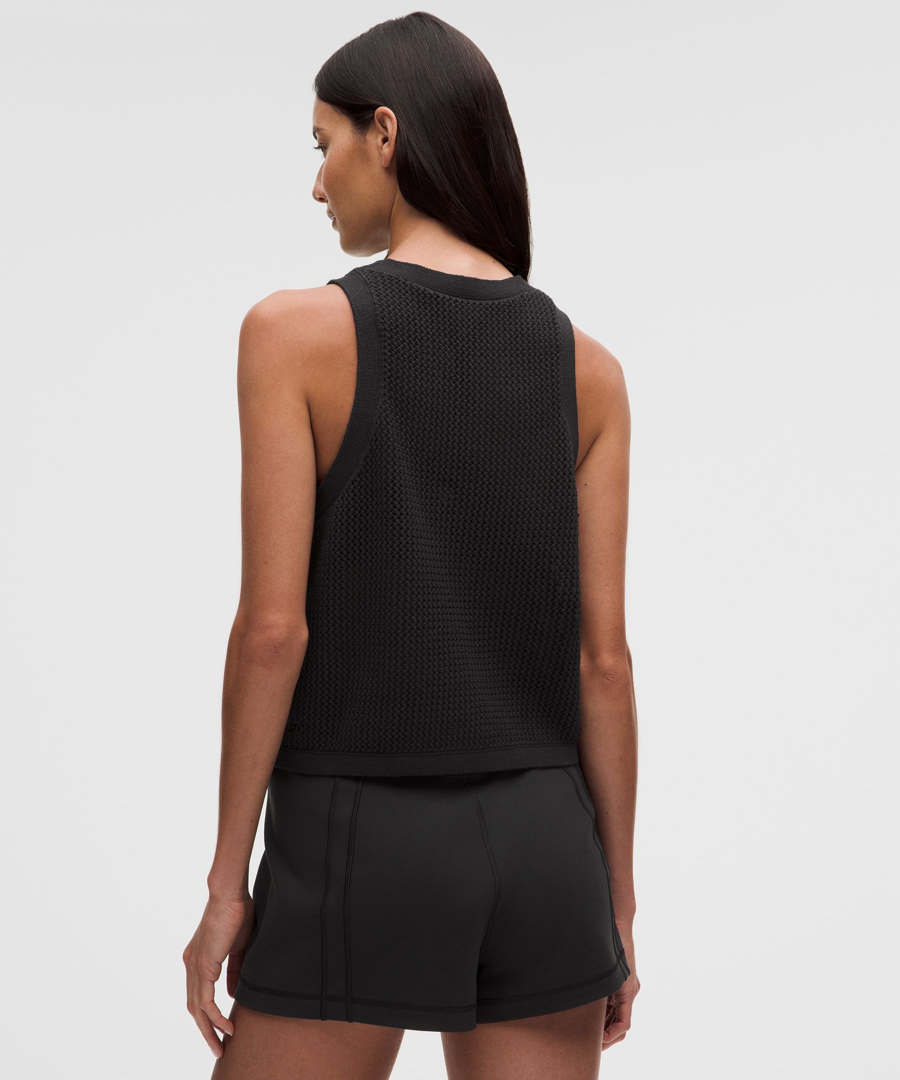 Cotton-Blend Crochet Mesh Tank Top