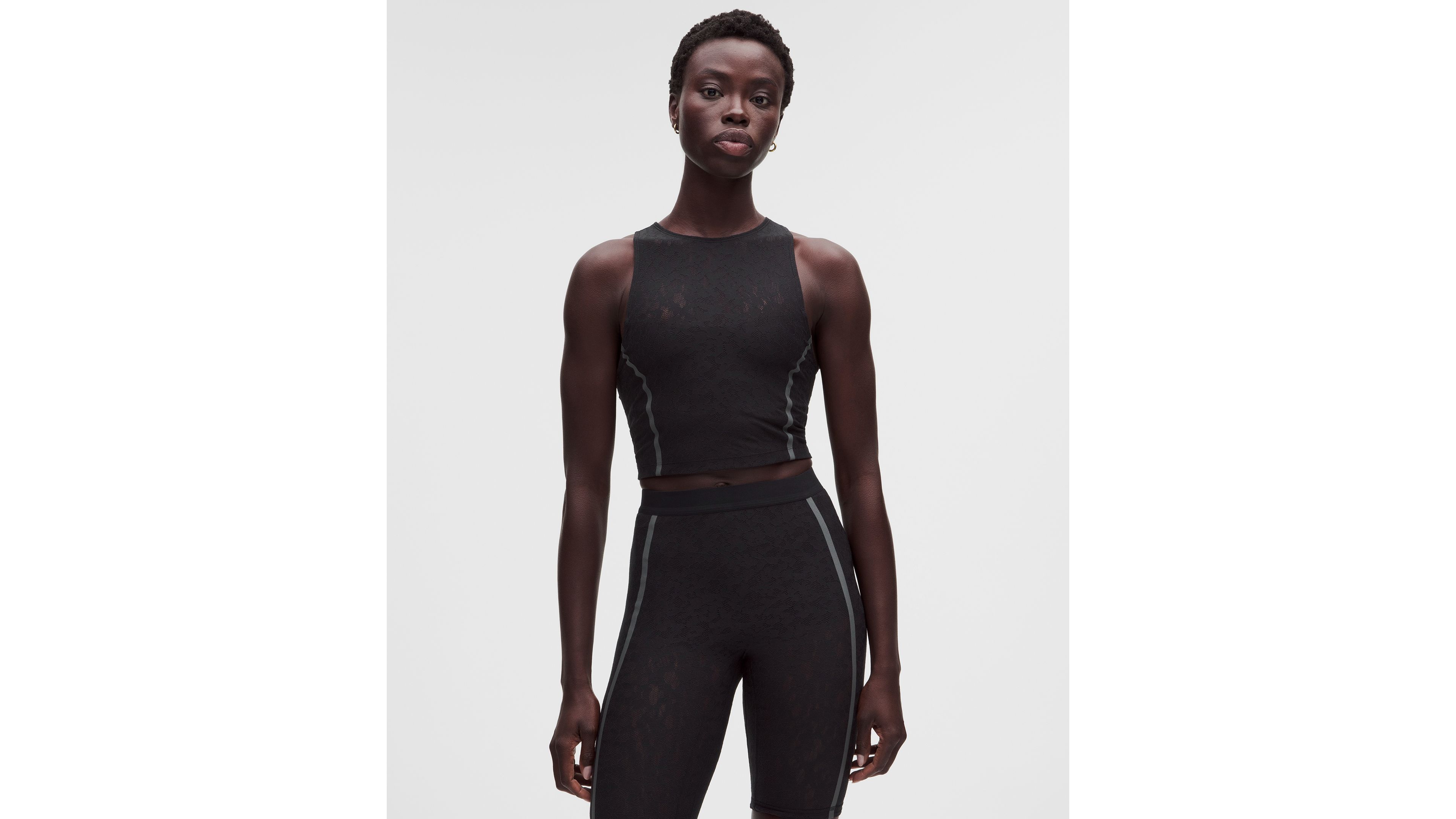 Lace-Panelled Cropped Tank Top