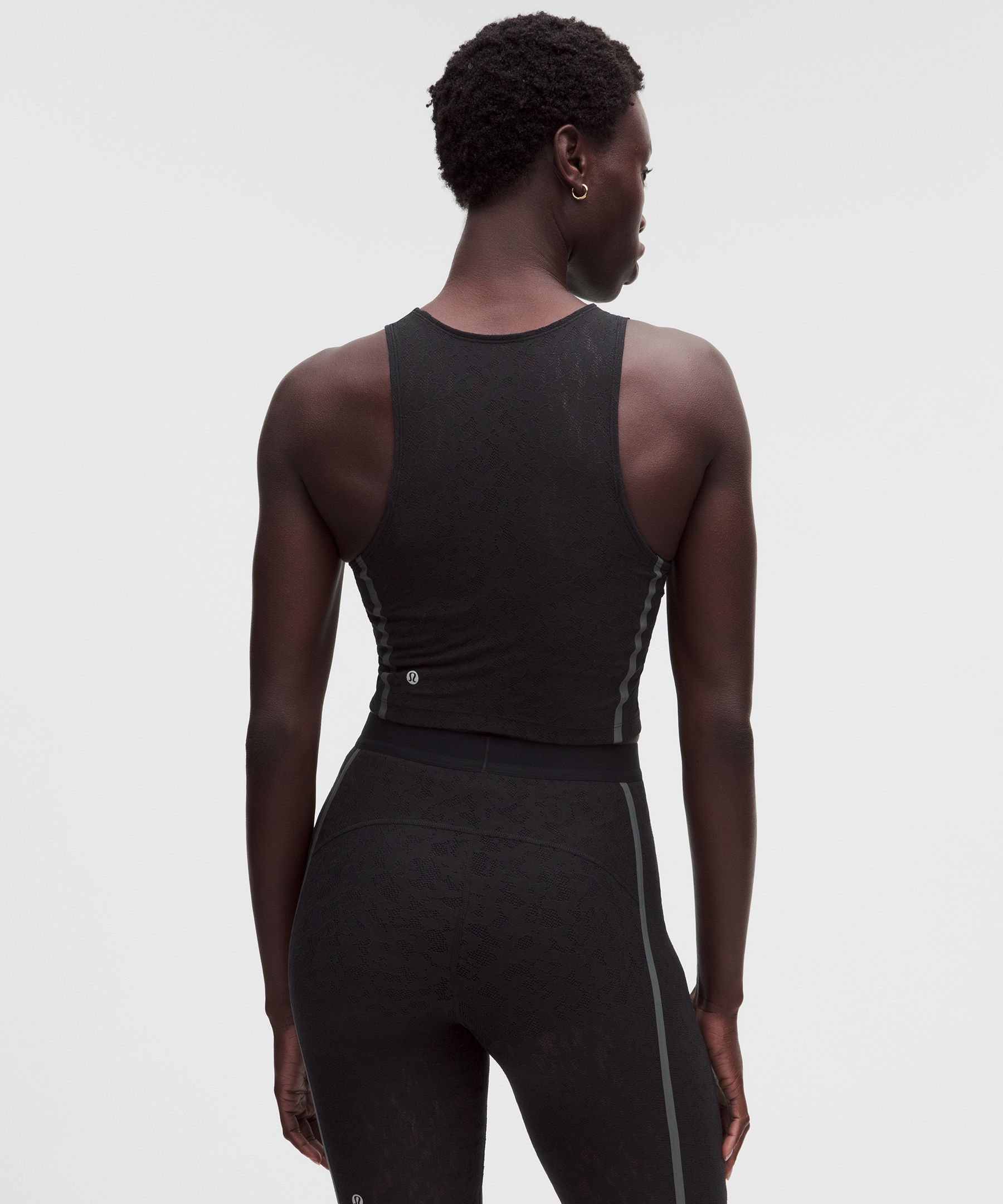 Lace-Panelled Cropped Tank Top
