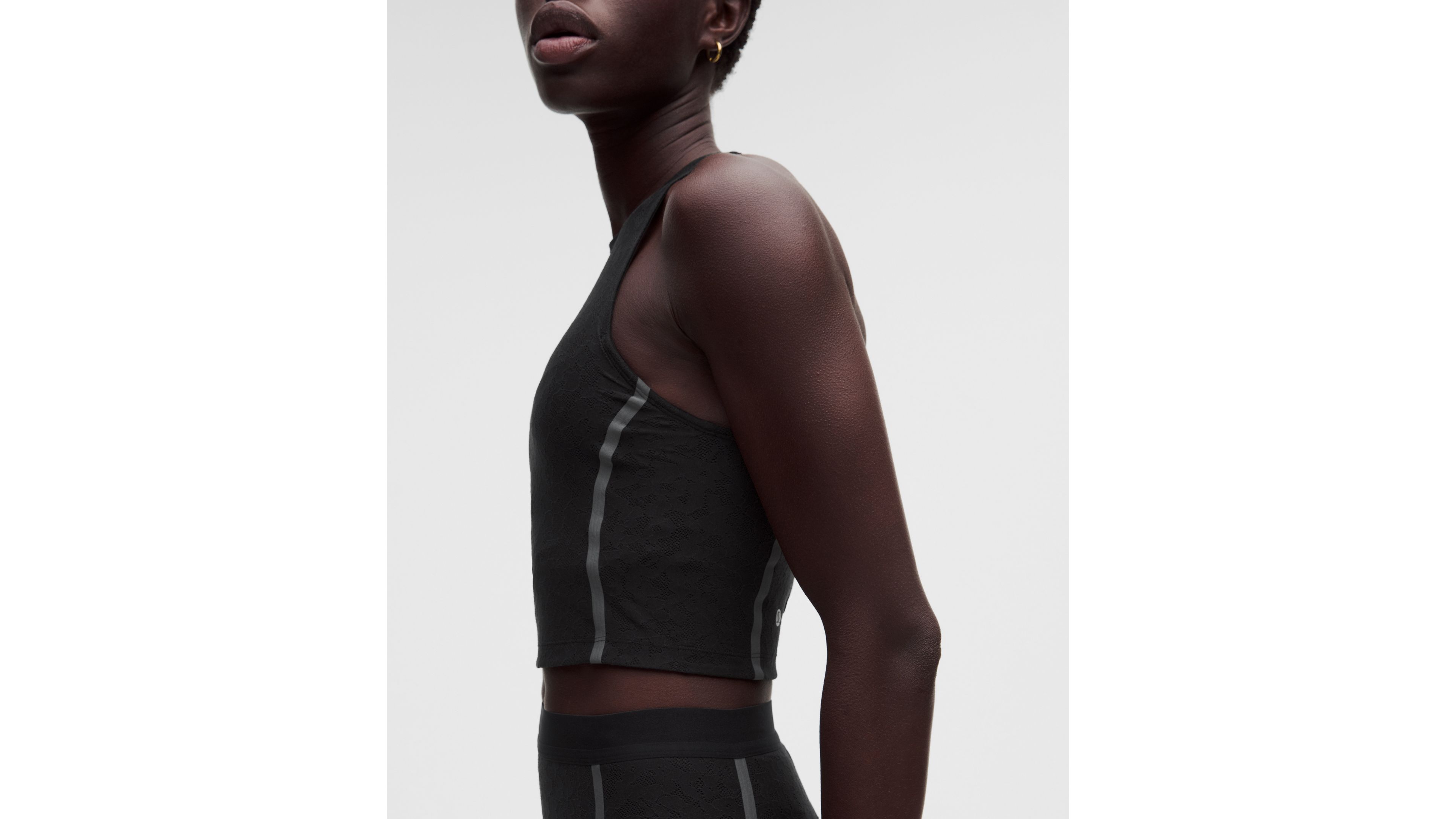 Lace-Panelled Cropped Tank Top