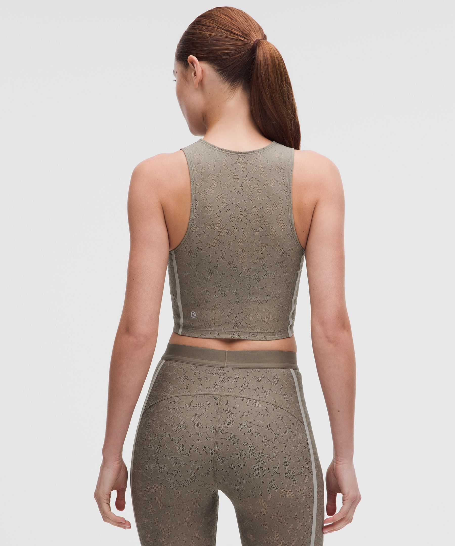 Lace-Panelled Cropped Tank Top