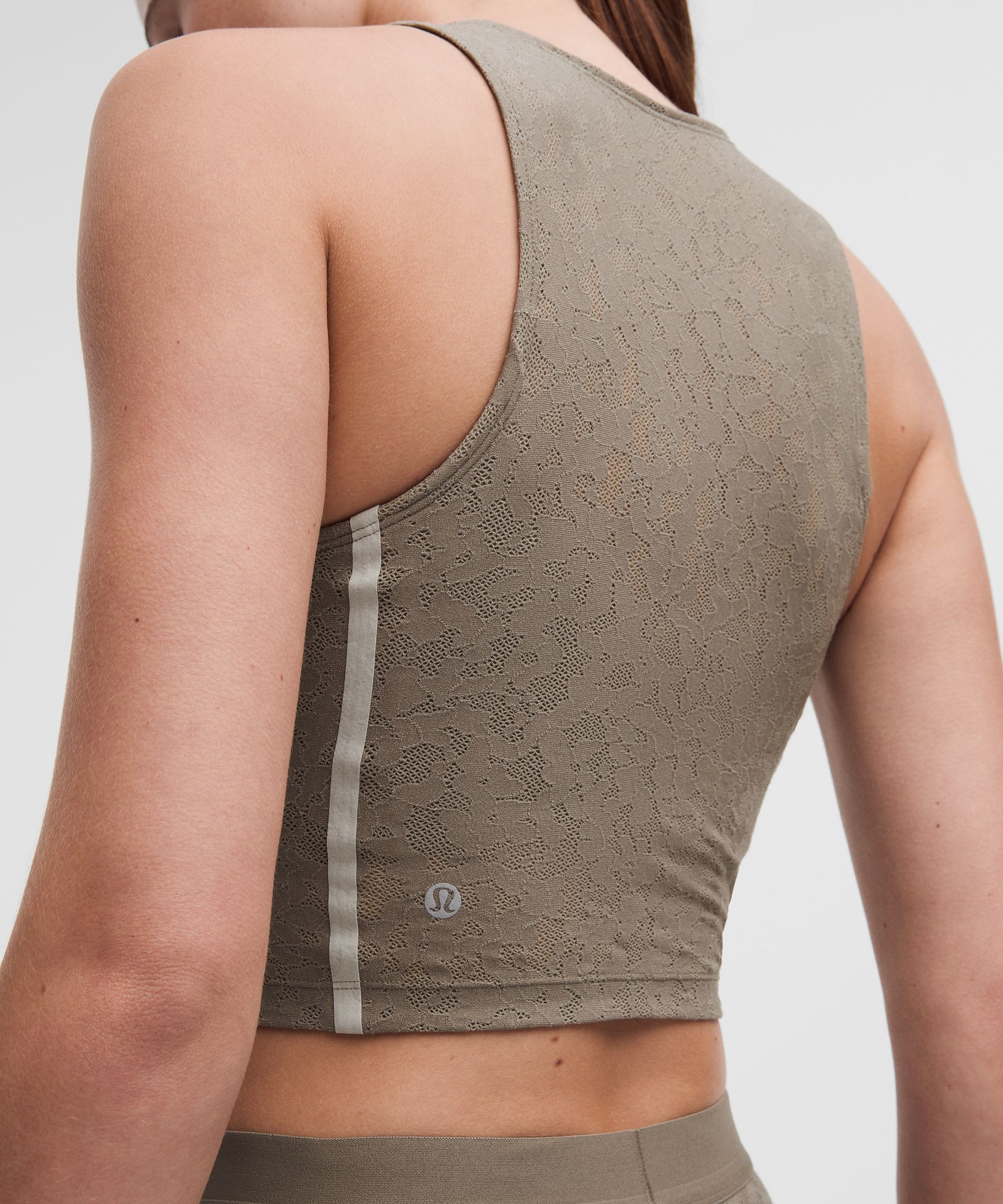 Lace-Panelled Cropped Tank Top