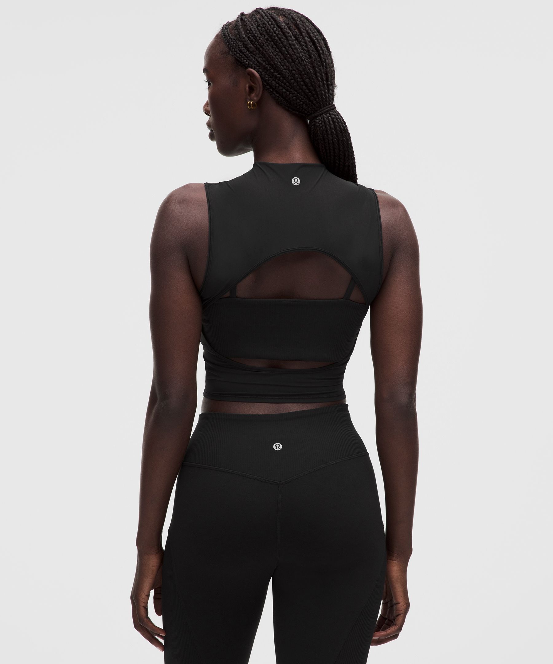 Nulu and Mesh-Overlay Cropped Studio Tank Top