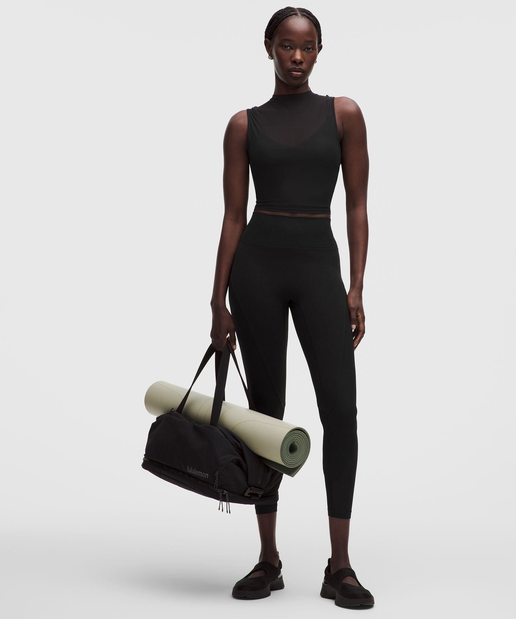 Nulu and Mesh-Overlay Cropped Studio Tank Top