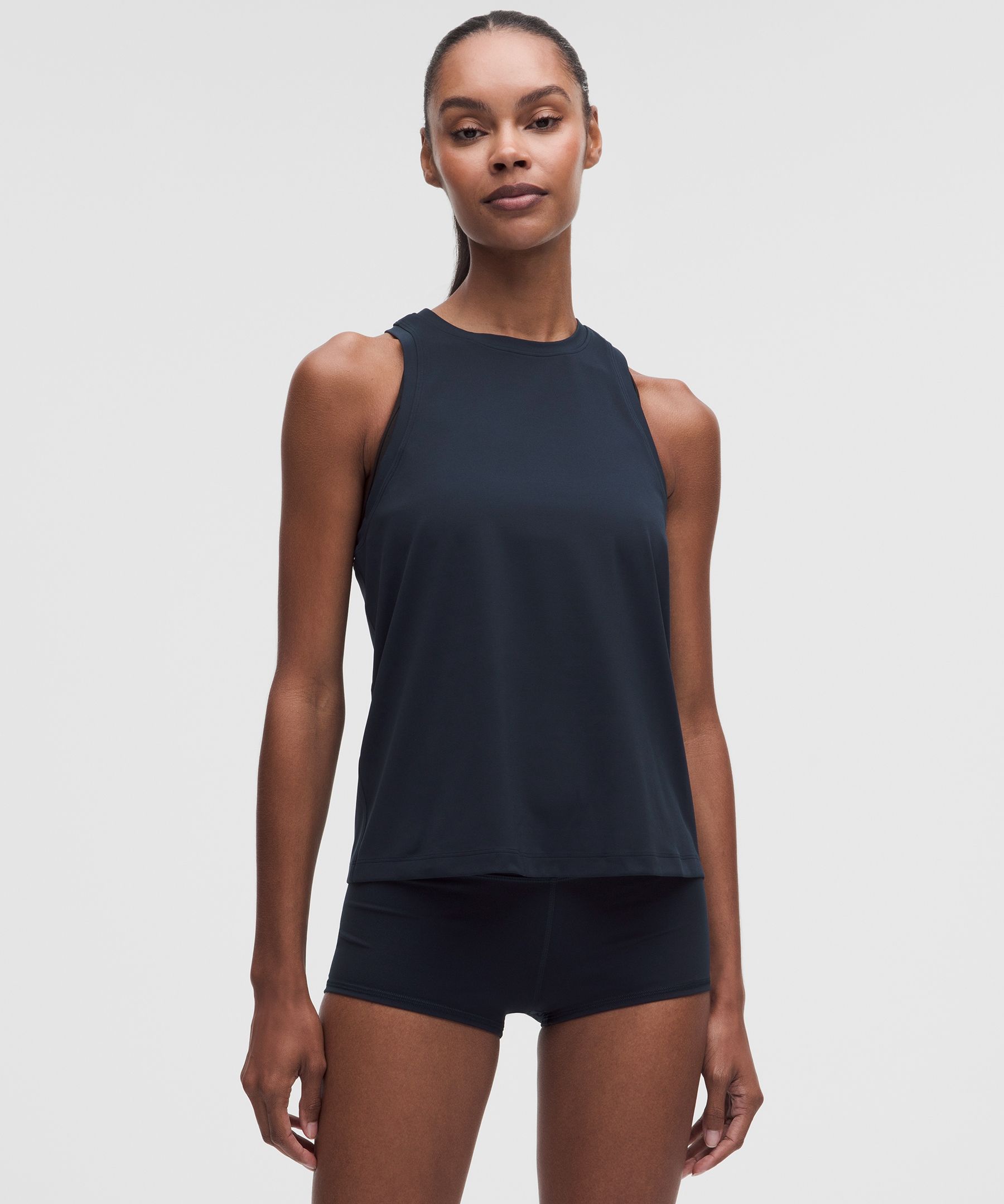 Silky High-Neck Yoga Tank Top