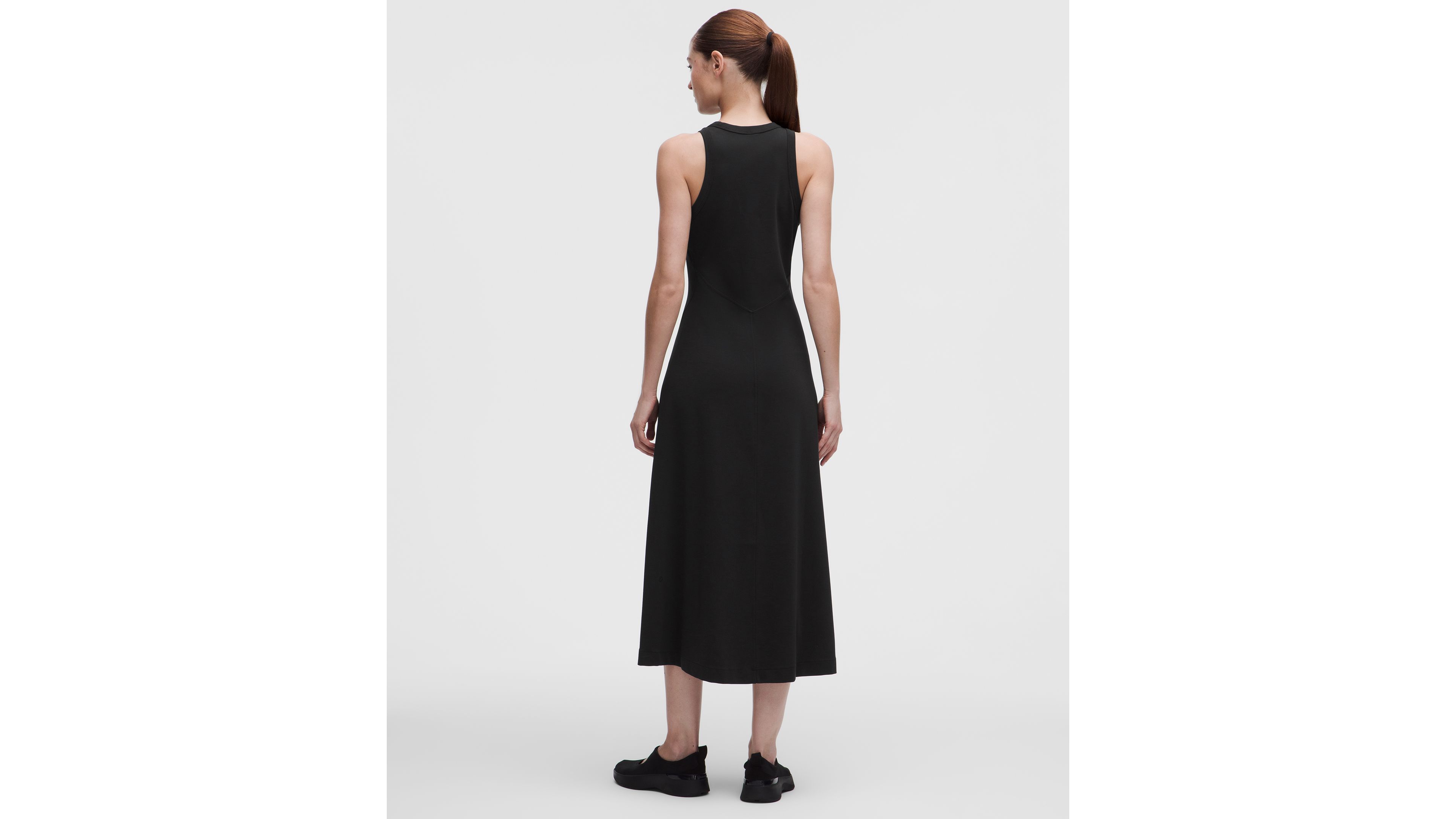 Tech Ribbed Fit-and-Flare Midi Dress