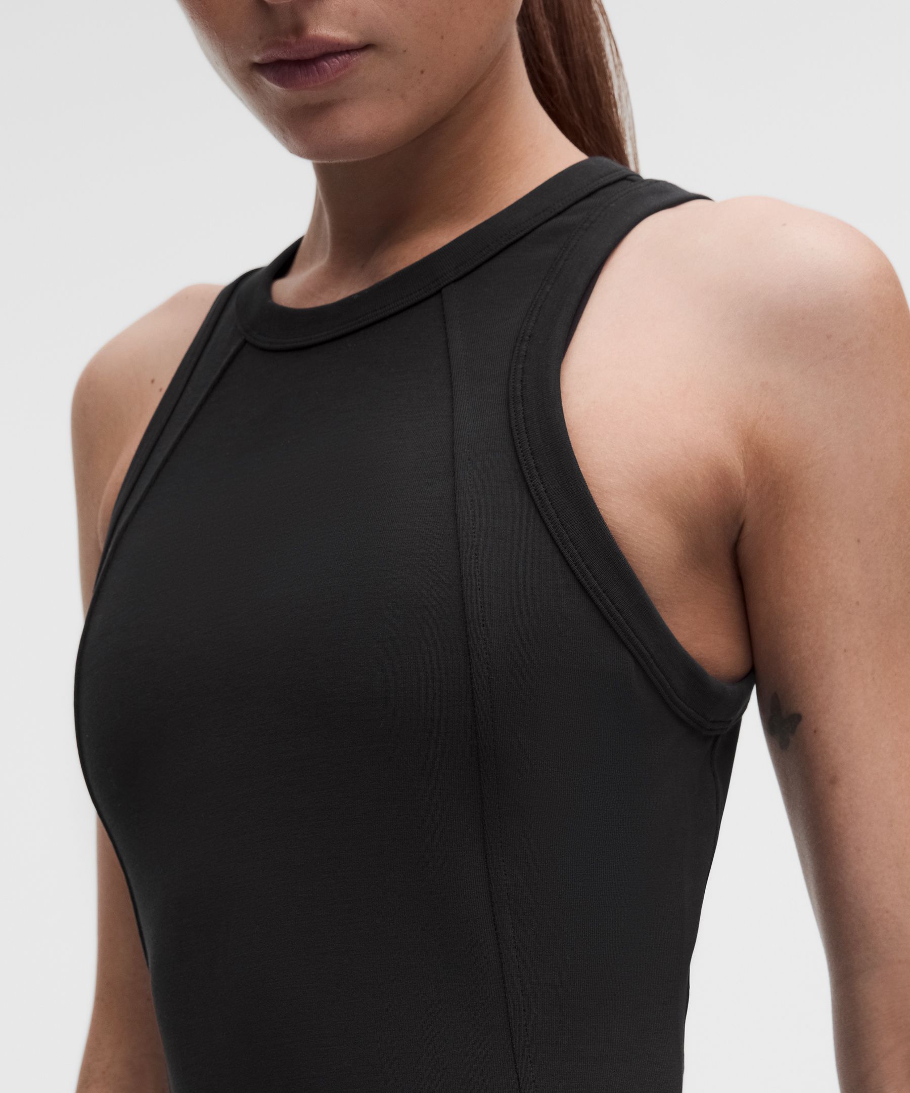 Tech Ribbed Fit-and-Flare Midi Dress
