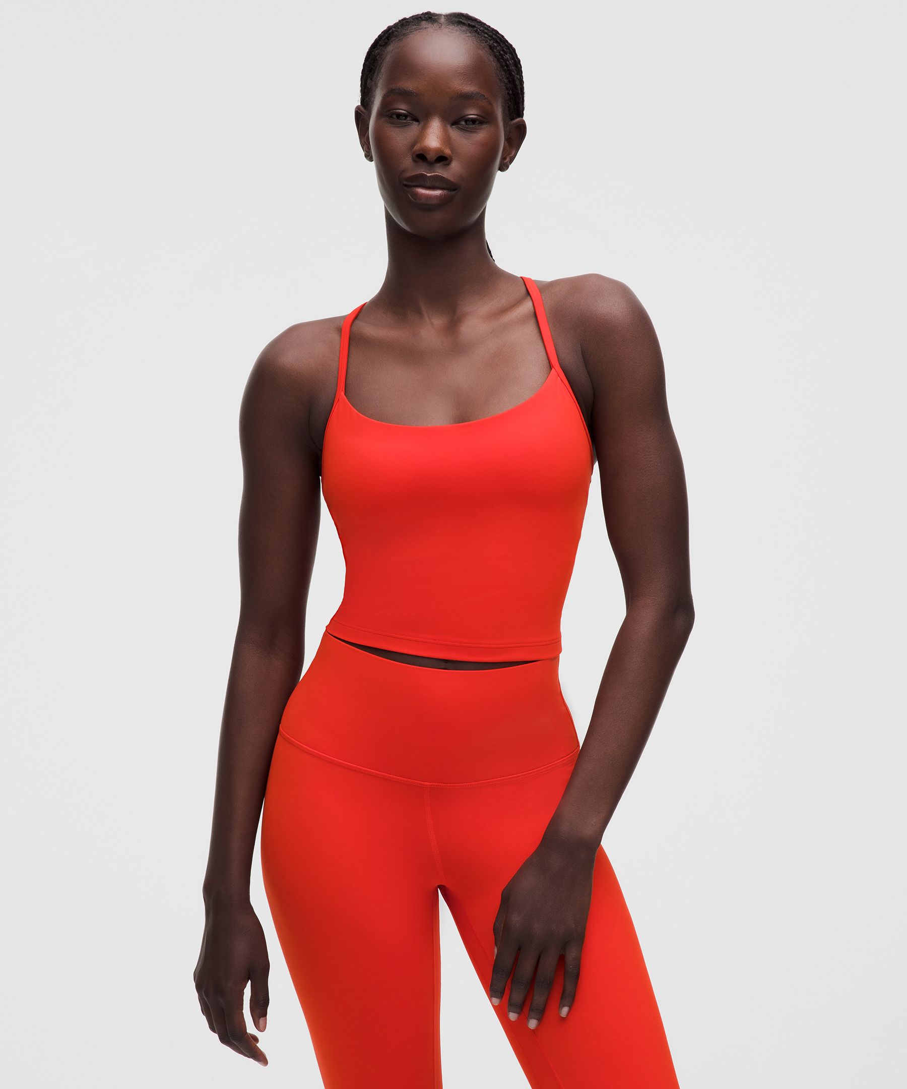 lululemon – Women’s Flow Y Cropped Tank Top Light Support, B/C Cup – Color Red – Size Large