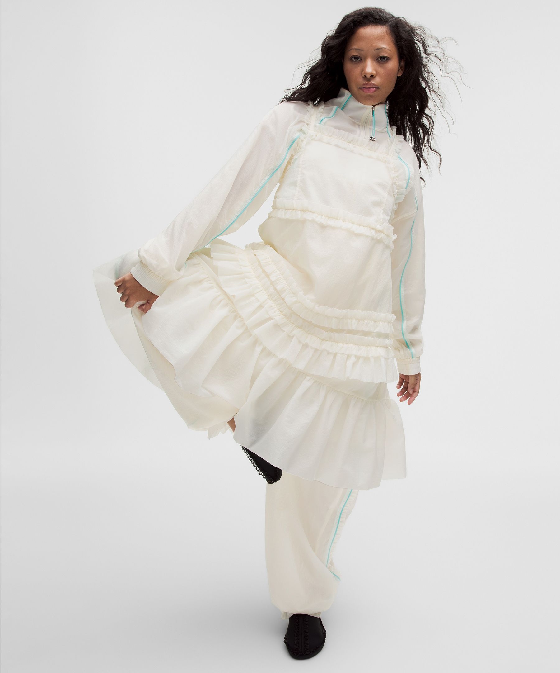 GANNI x lululemon Ruffle-Trim Textured Midi Dress