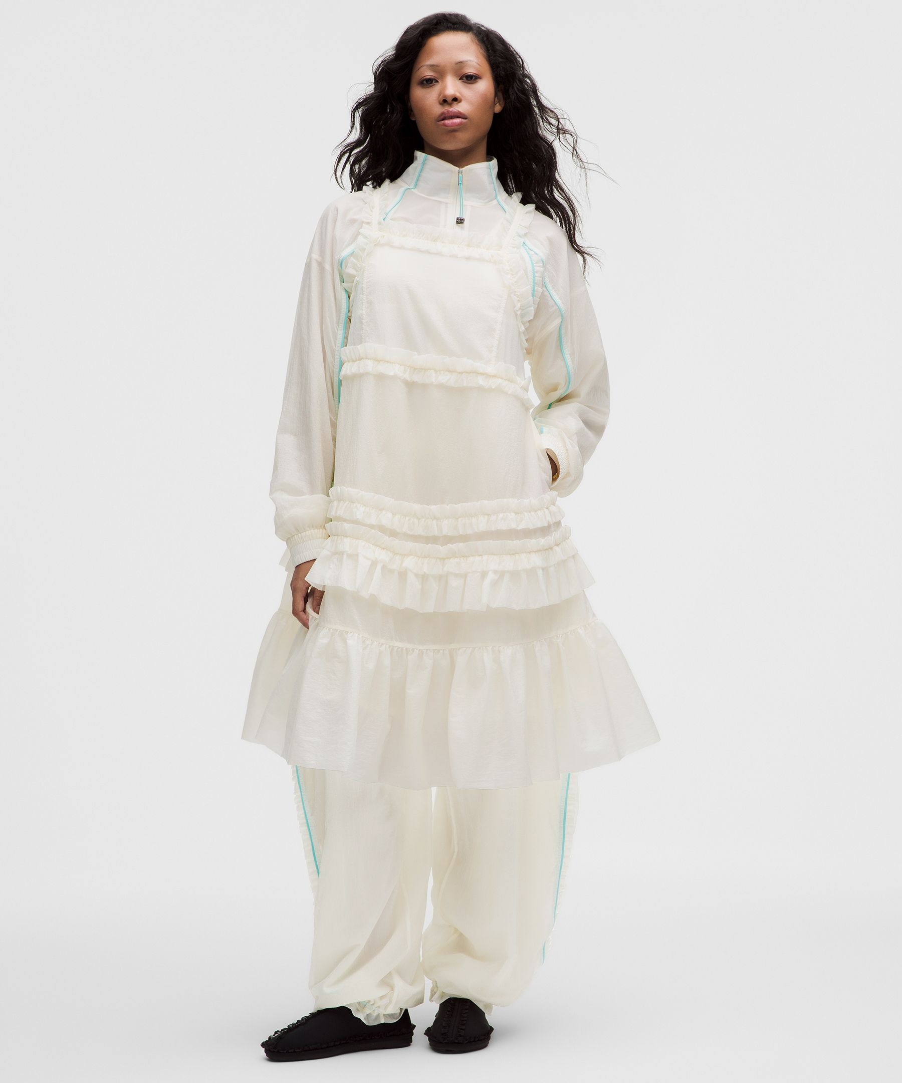 GANNI x lululemon Ruffle-Trim Textured Midi Dress