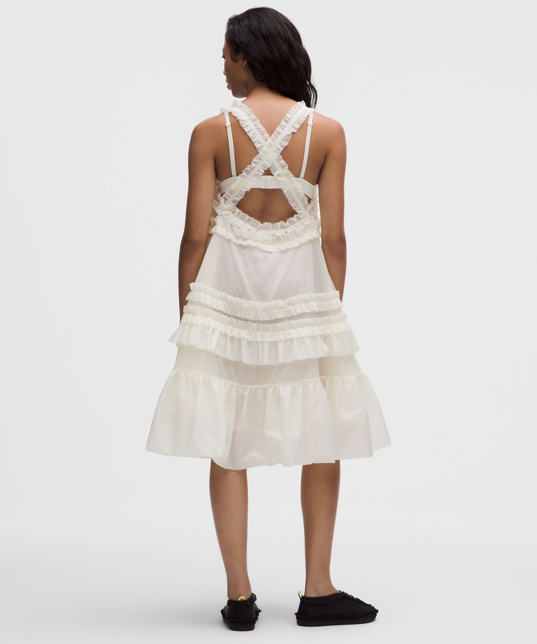 GANNI x lululemon ラッフルトリム テクスチャーミディドレス