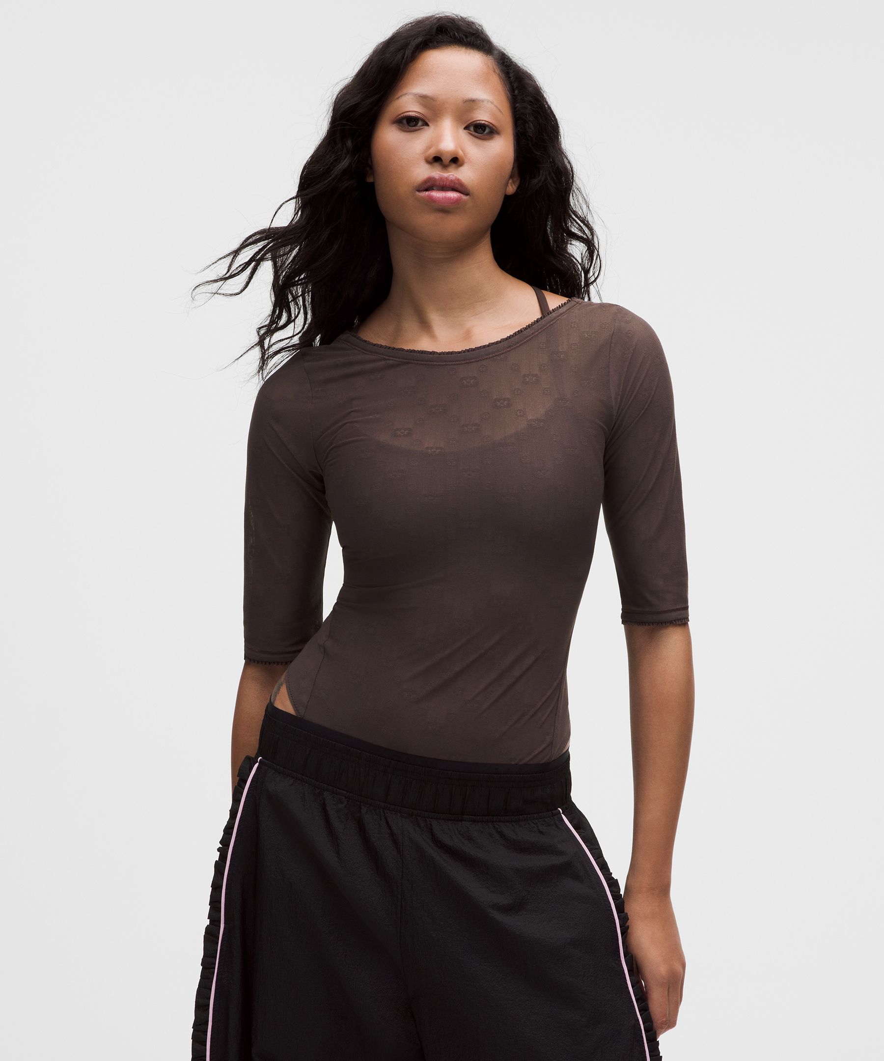GANNI x lululemon Jacquard Mesh Half-Sleeve Bodysuit