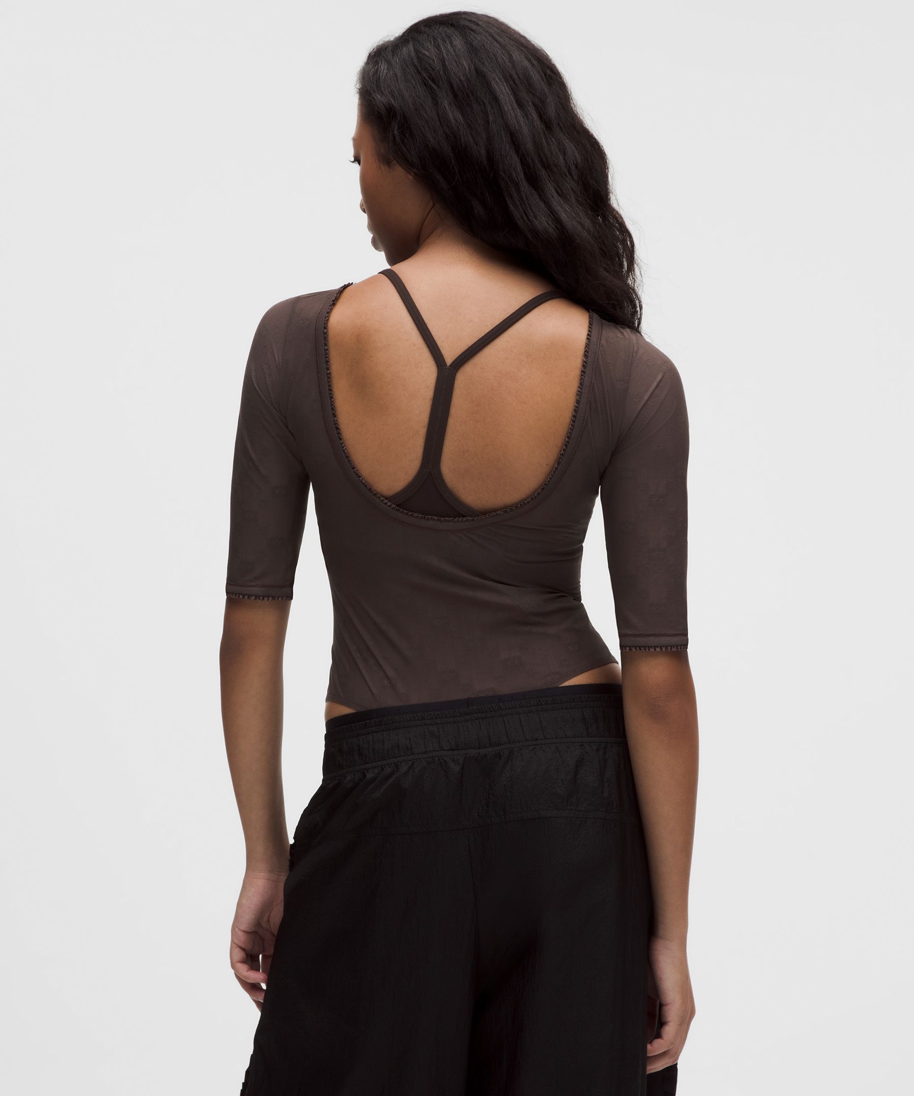 GANNI x lululemon ジャカードメッシュ 半袖ボディスーツ