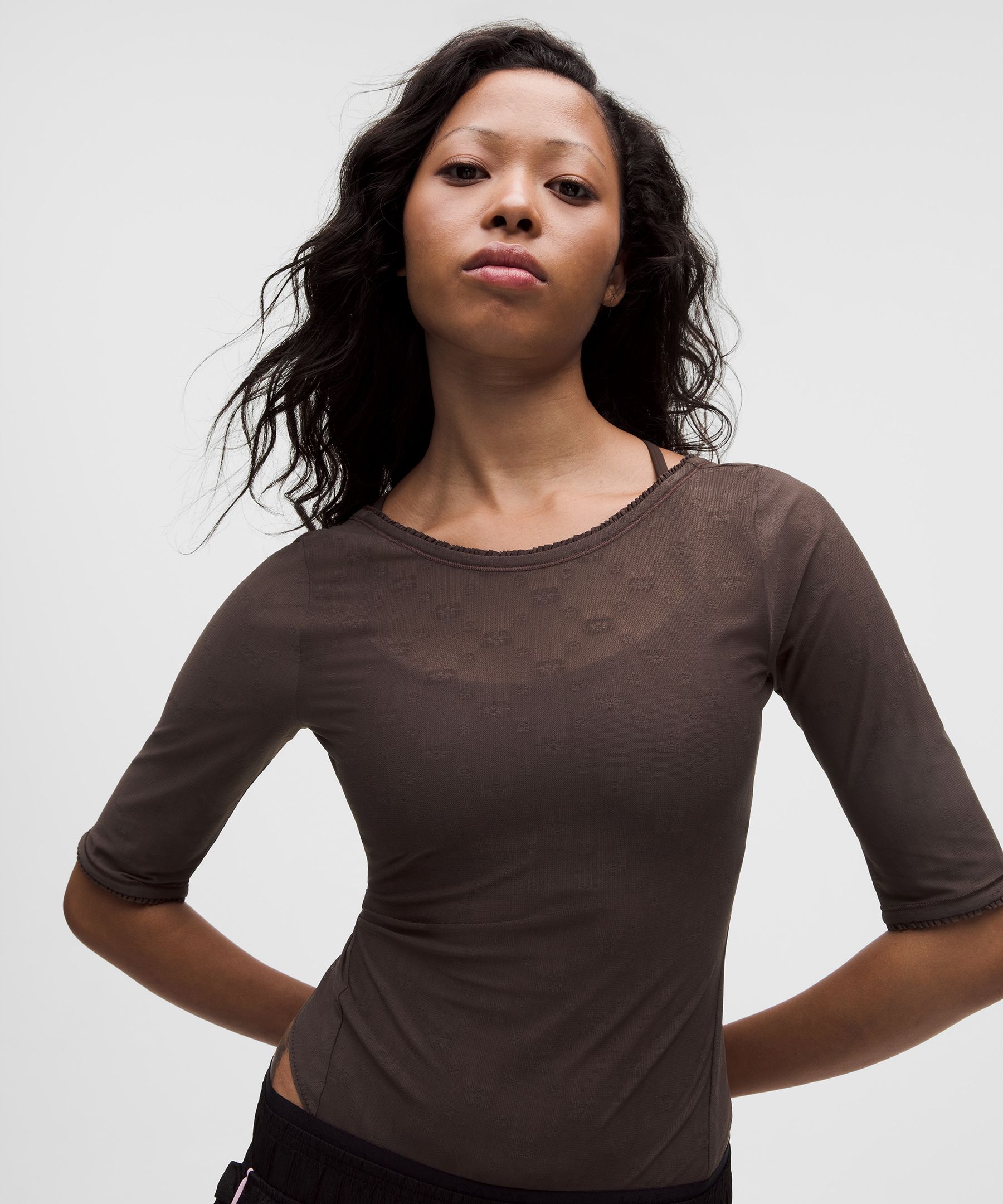 GANNI x lululemon ジャカードメッシュ 半袖ボディスーツ