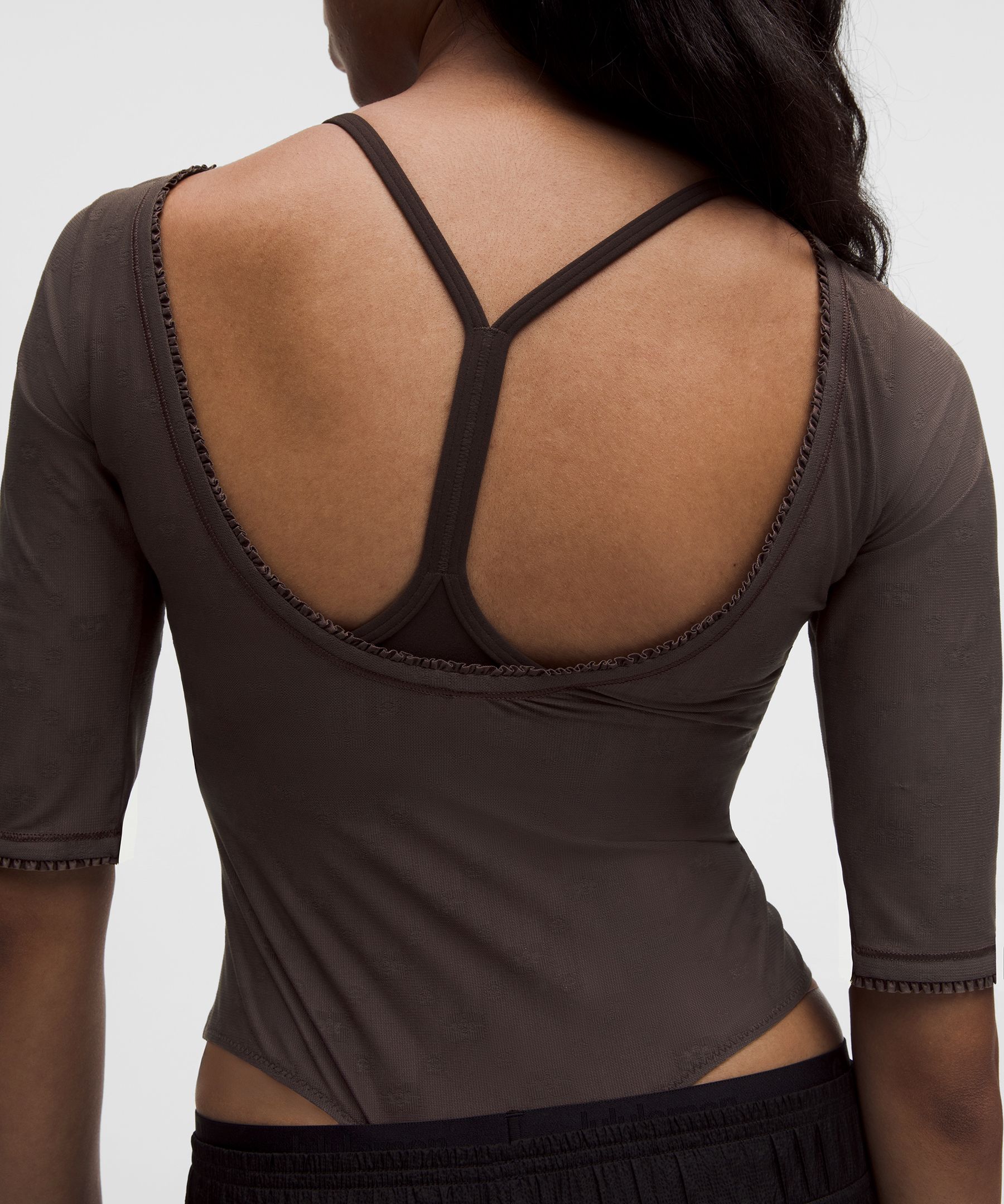 GANNI x lululemon ジャカードメッシュ 半袖ボディスーツ