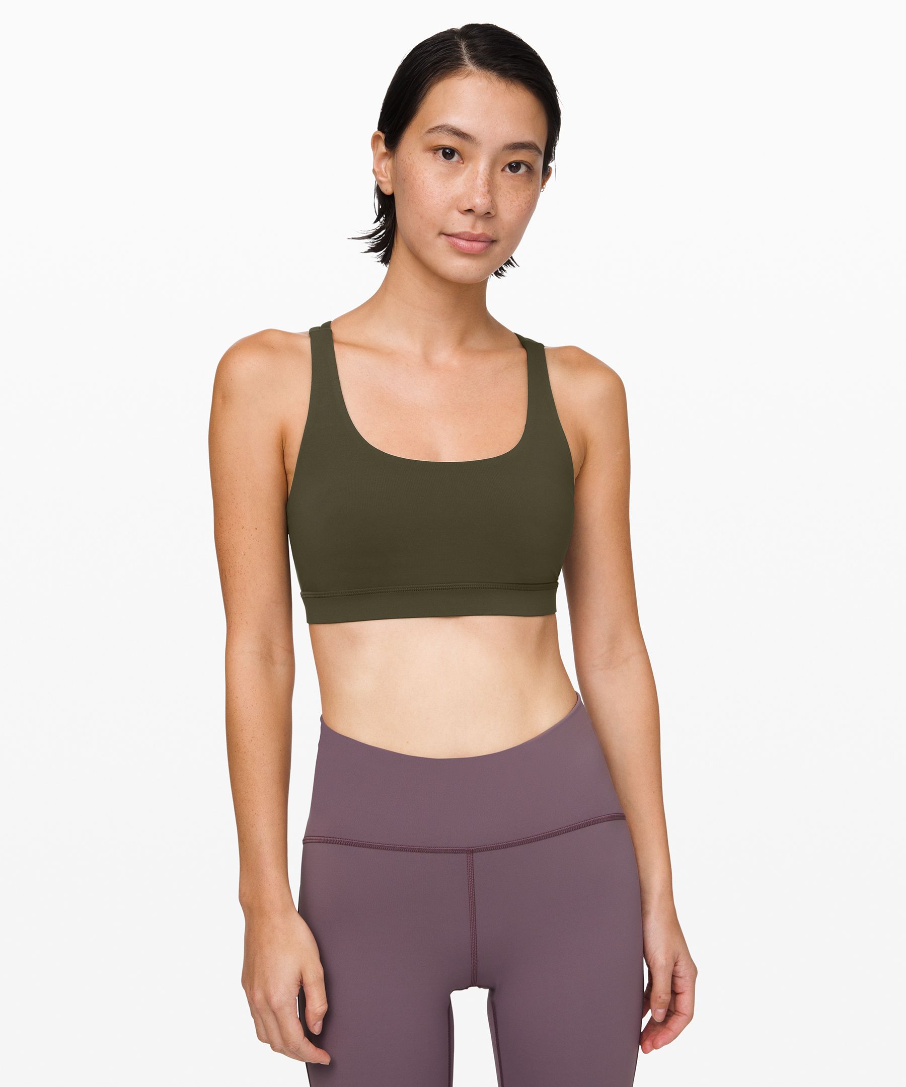 Lululemon Energy Bra Medium Support, B-d Cups In Dark Olive