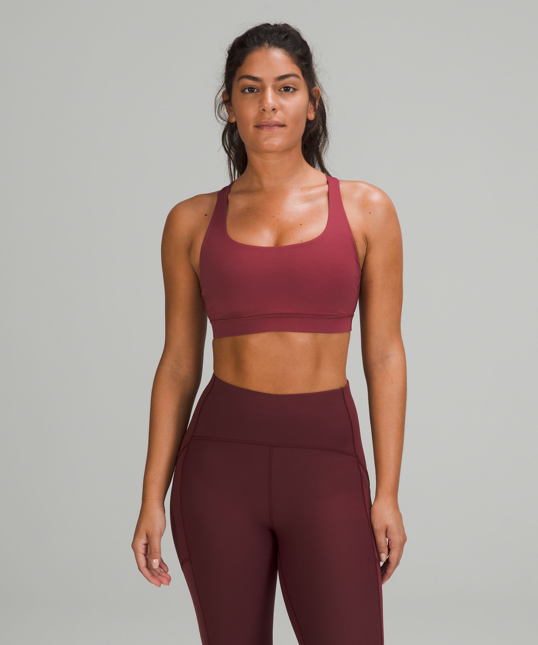 Lululemon Energy Bra Medium Support, B-d Cups In Mulled Wine | ModeSens