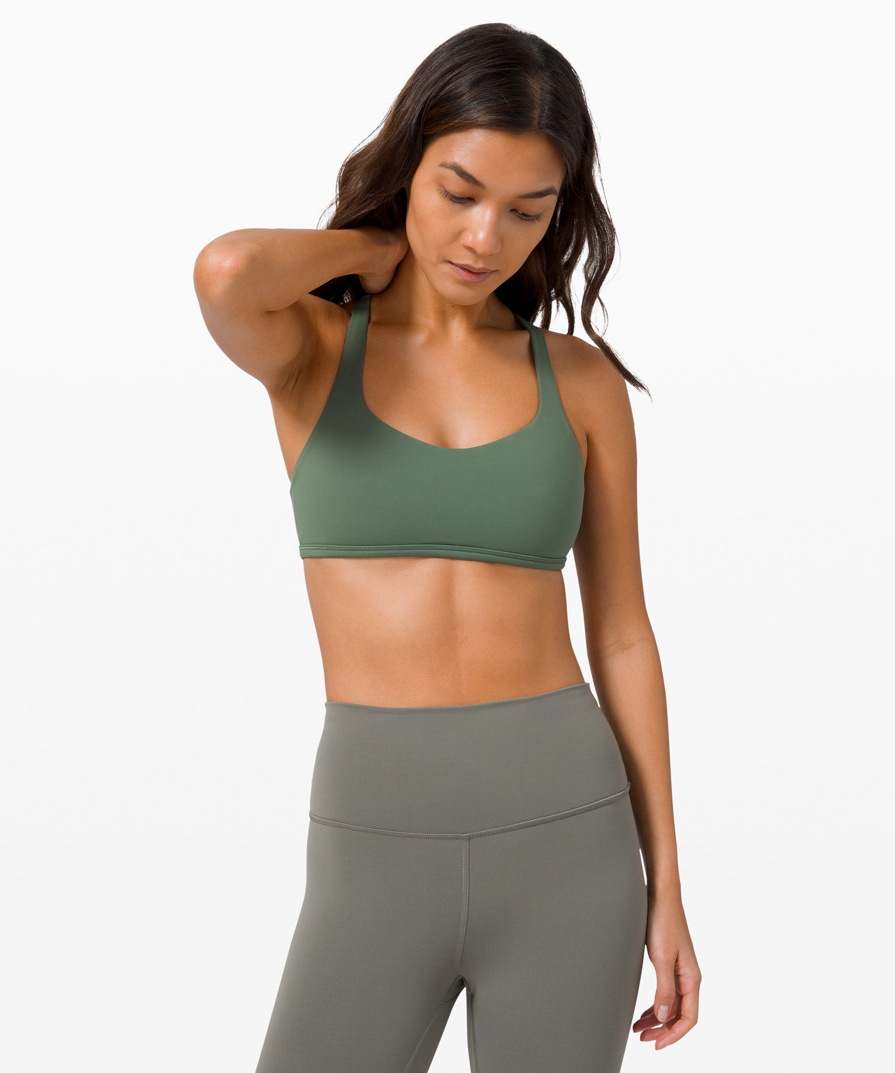 Lululemon Free To Be Bra Wild*light Support, A/b Cup In Algae Green/springtime