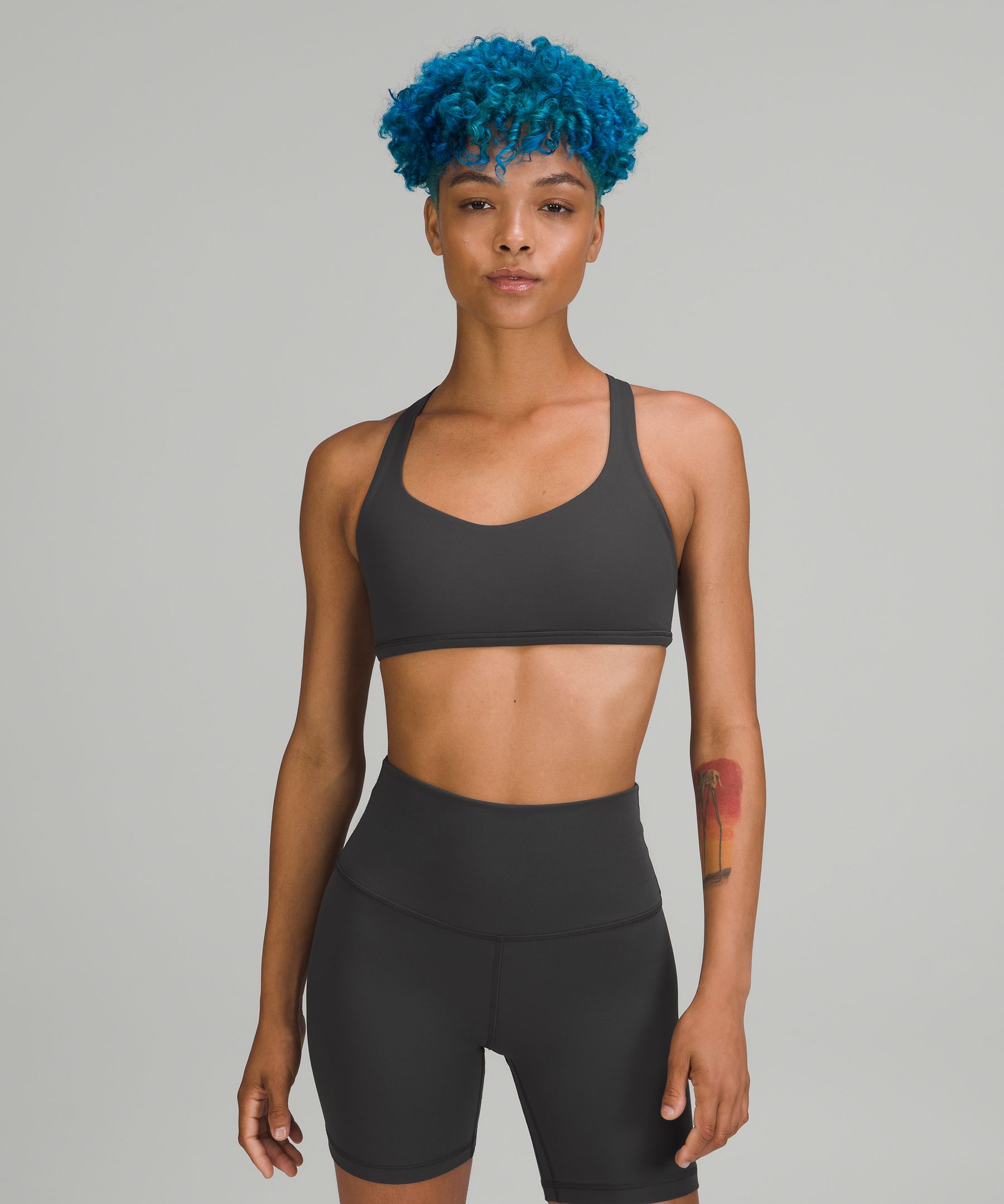 Lululemon Free To Be Bra - Wild Light Support, A/b Cup In Graphite Grey/strawberry Milkshake