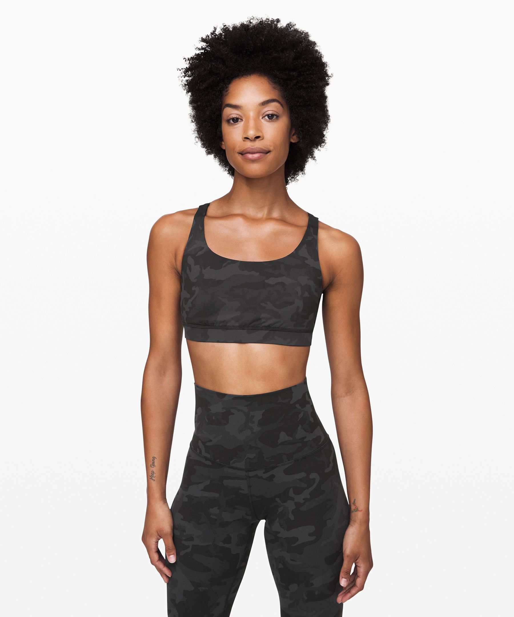 Lululemon Energy Bra Shine Medium Support Acclimatize Black Foil Size 2 -  $40 - From Blessedwifey