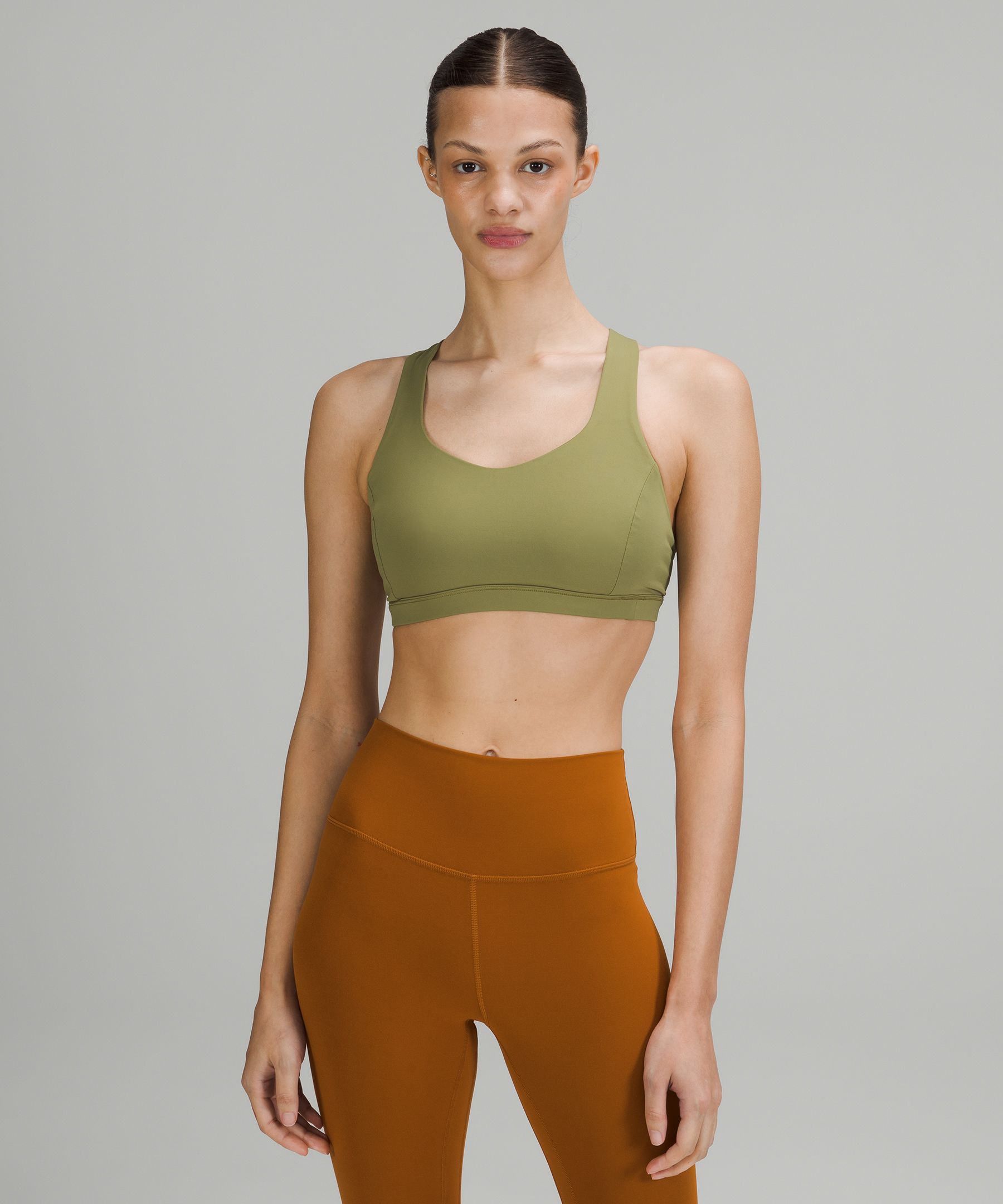 Lululemon Free To Be Serene Bra Light Support, C/d Cup In Bronze Green