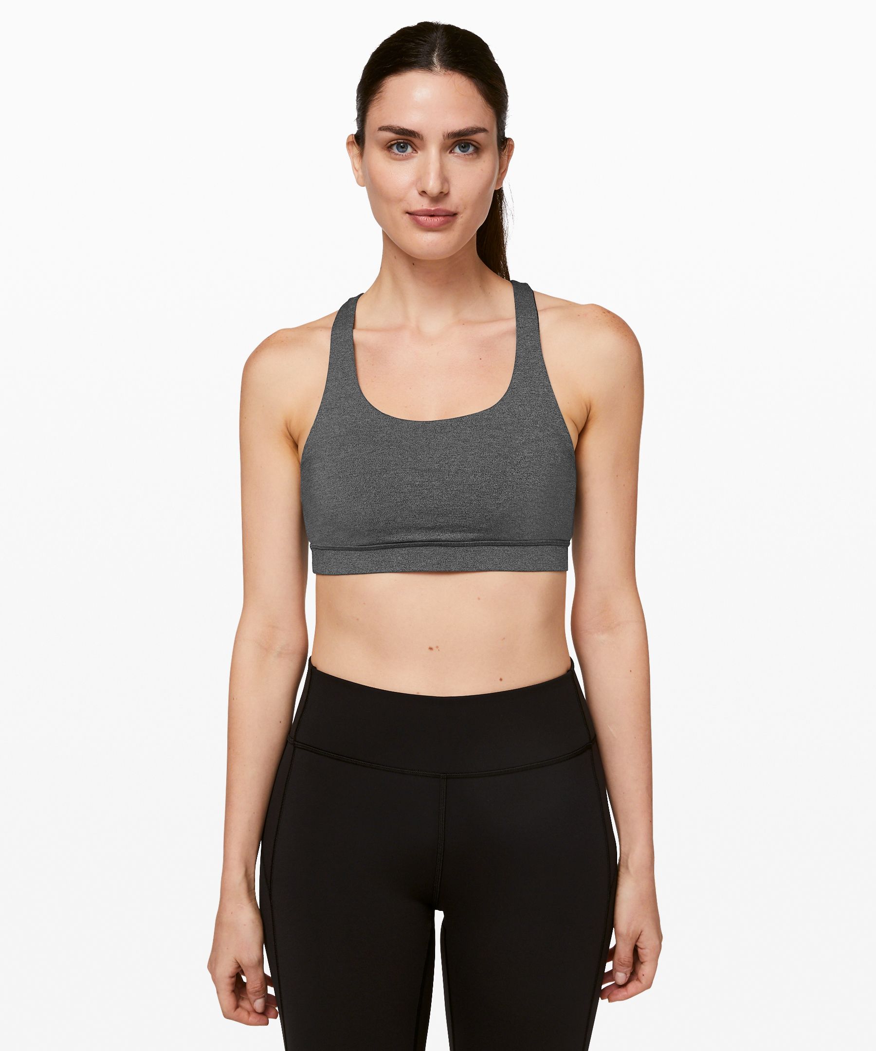 Lululemon Invigorate Bra Medium Support, B/c Cup In Heathered Black