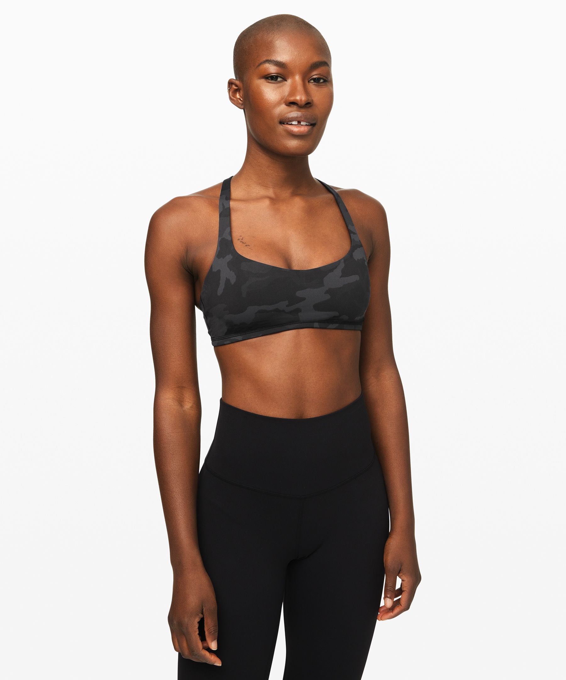 Lululemon Free To Be Bra*light Support, A/b Cup (online Only) In Incognito Camo Multi Grey