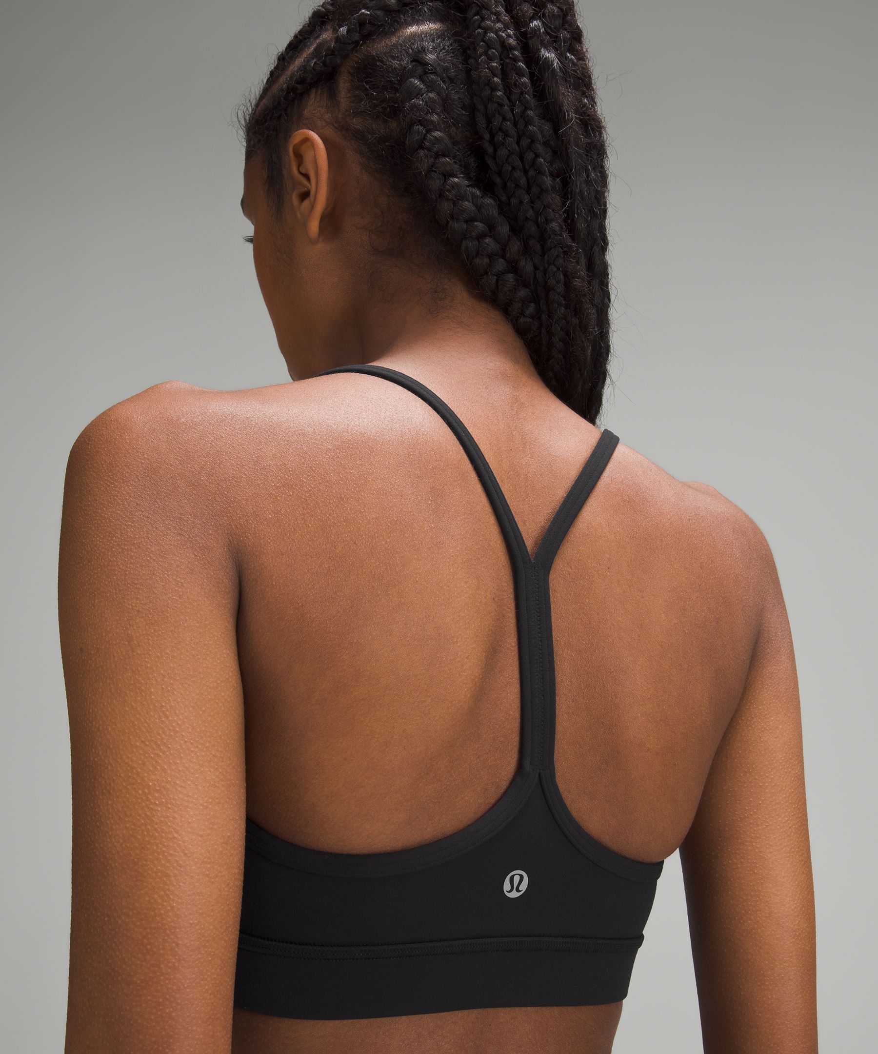 Lululemon Flow Y Sports Bra Black Women's Size 6 Mesh Back Good Condition