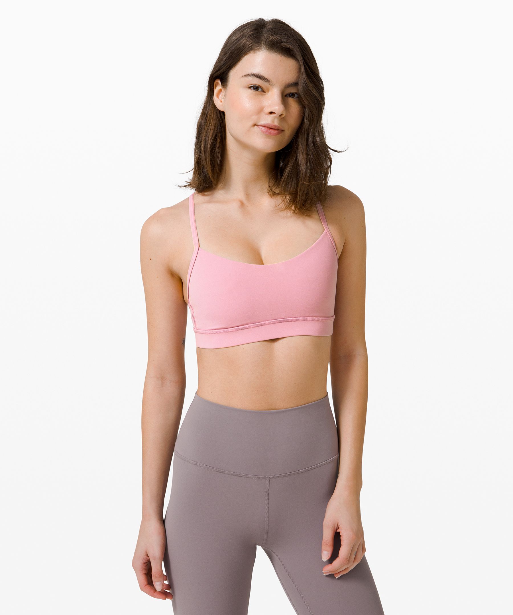 Lululemon Flow Y Bra Nulu *light Support, B/c Cup In Pink Taupe