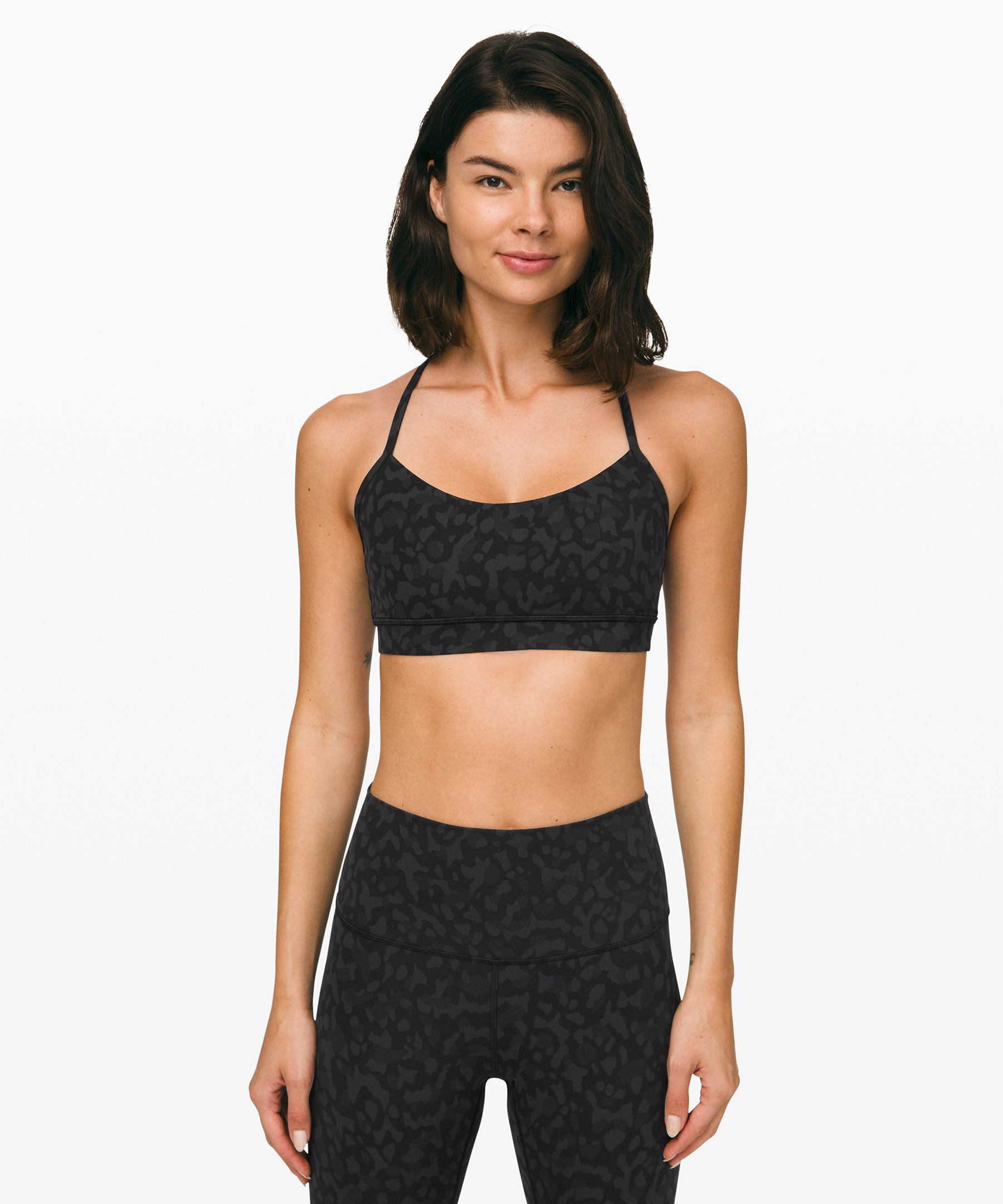 Lululemon Flow Y Bra Nulu*light Support, B/c Cup In Formation Camo Deep  Coal Multi