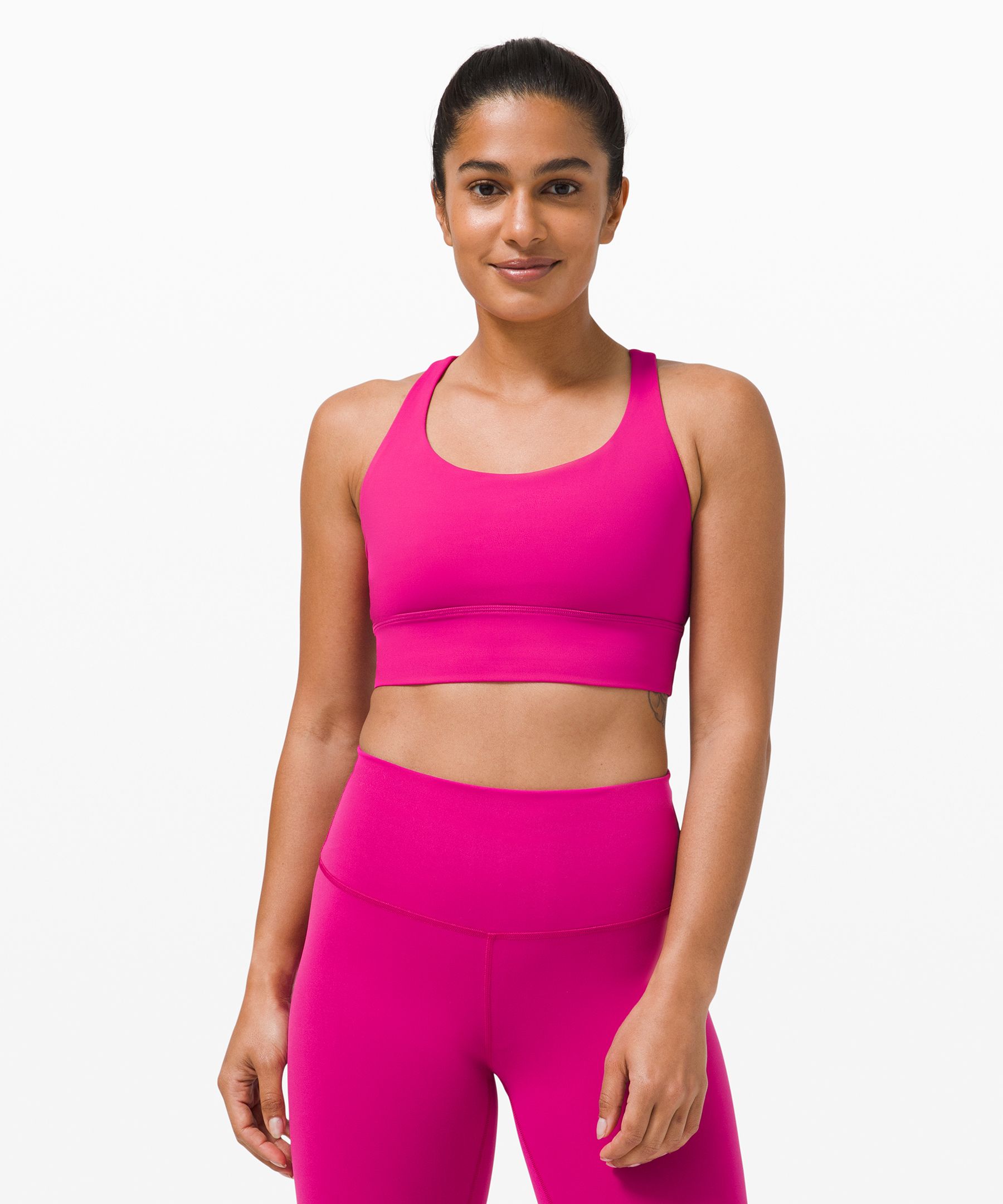 Shop Lululemon Energy Longline Bra Medium Support, B-d Cups In Ripened  Raspberry