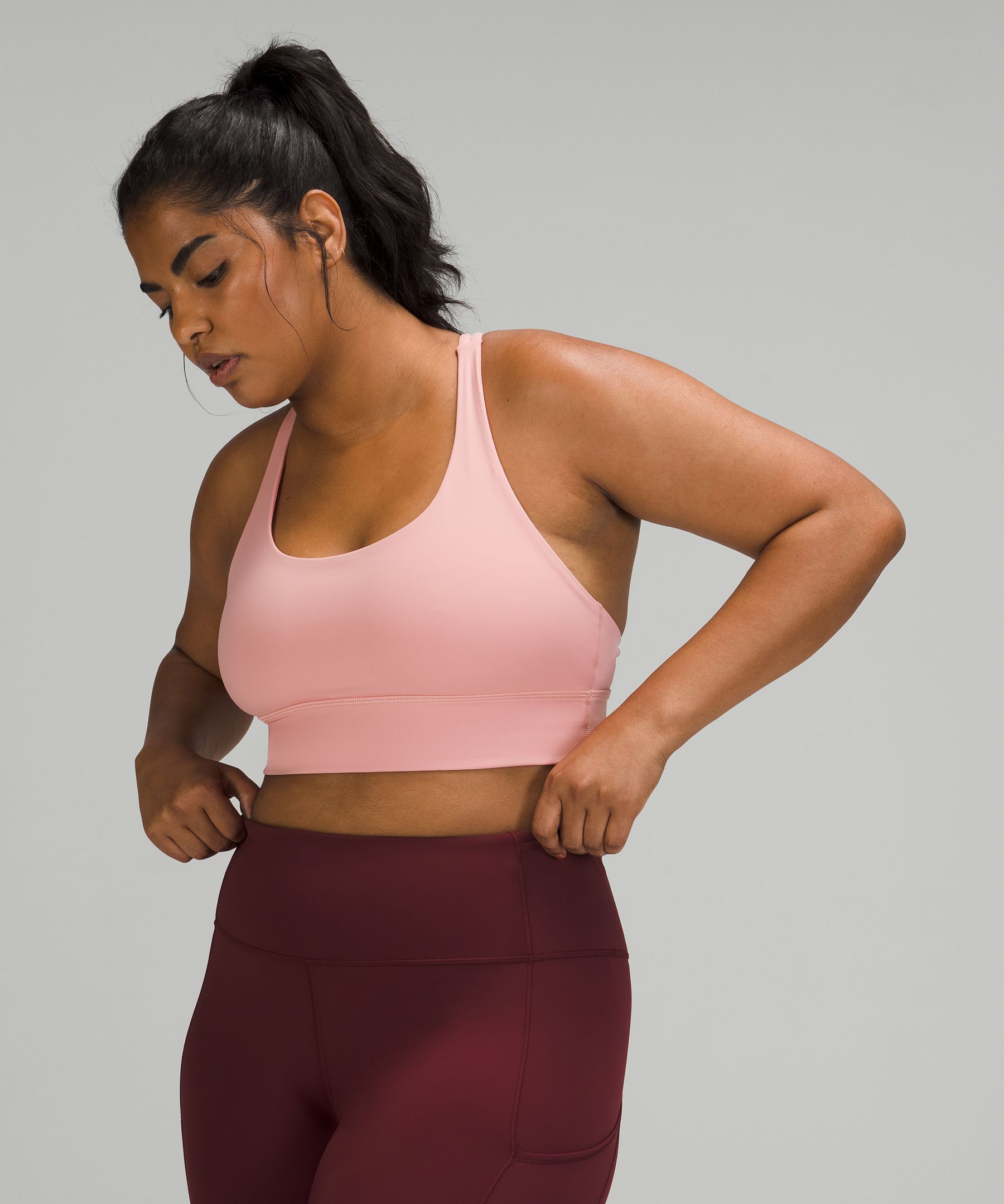 Lululemon Energy Longline Bra Medium Support, B-d Cups In Pink Puff