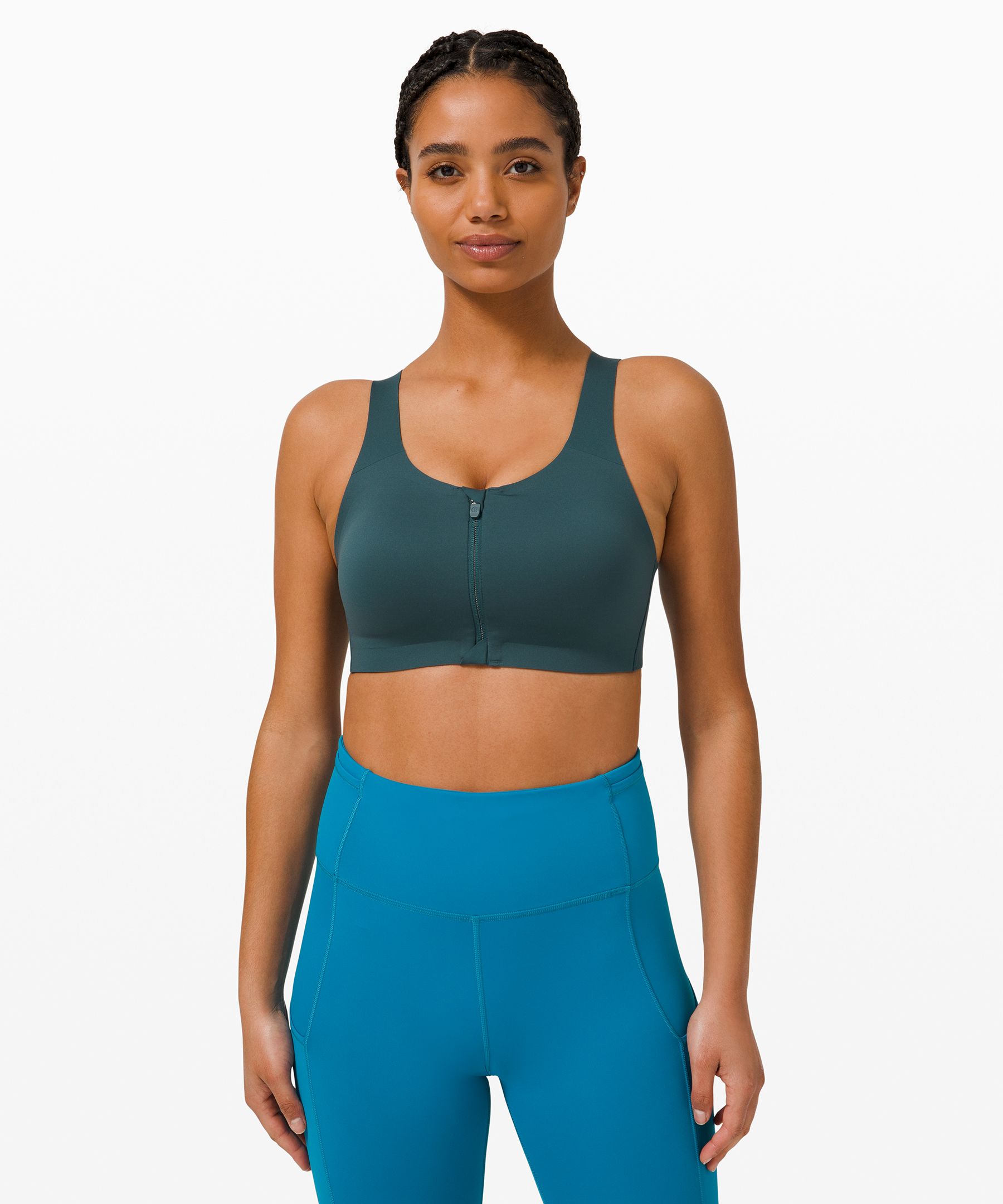Lululemon Enlite Bra Zip Front*high Support, A–e Cups In Green