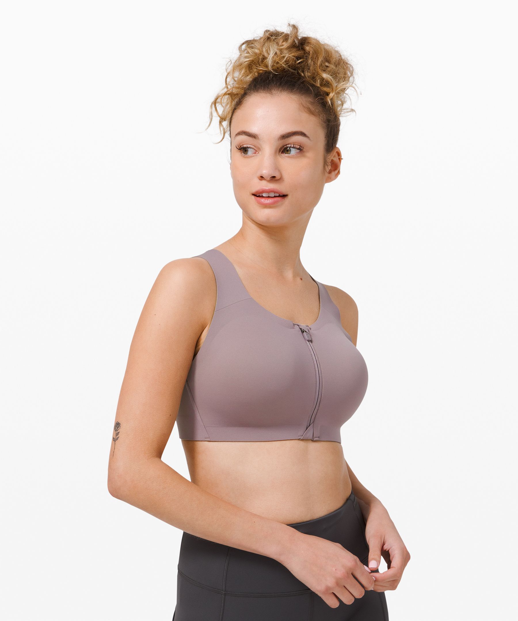 Lululemon Enlite Bra Zip Front*high Support, A–e Cups In Lunar Rock