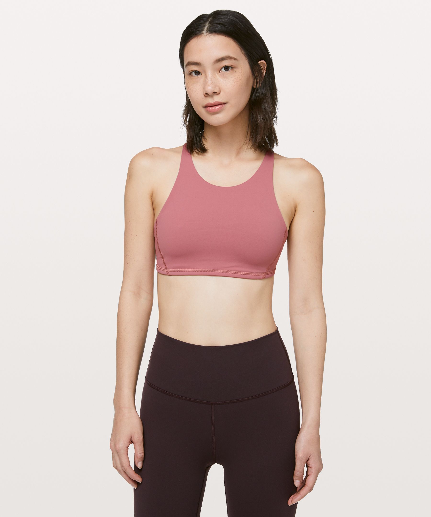 Lululemon Free To Be Bra High Neck *online Only In Quicksand/pink Glow