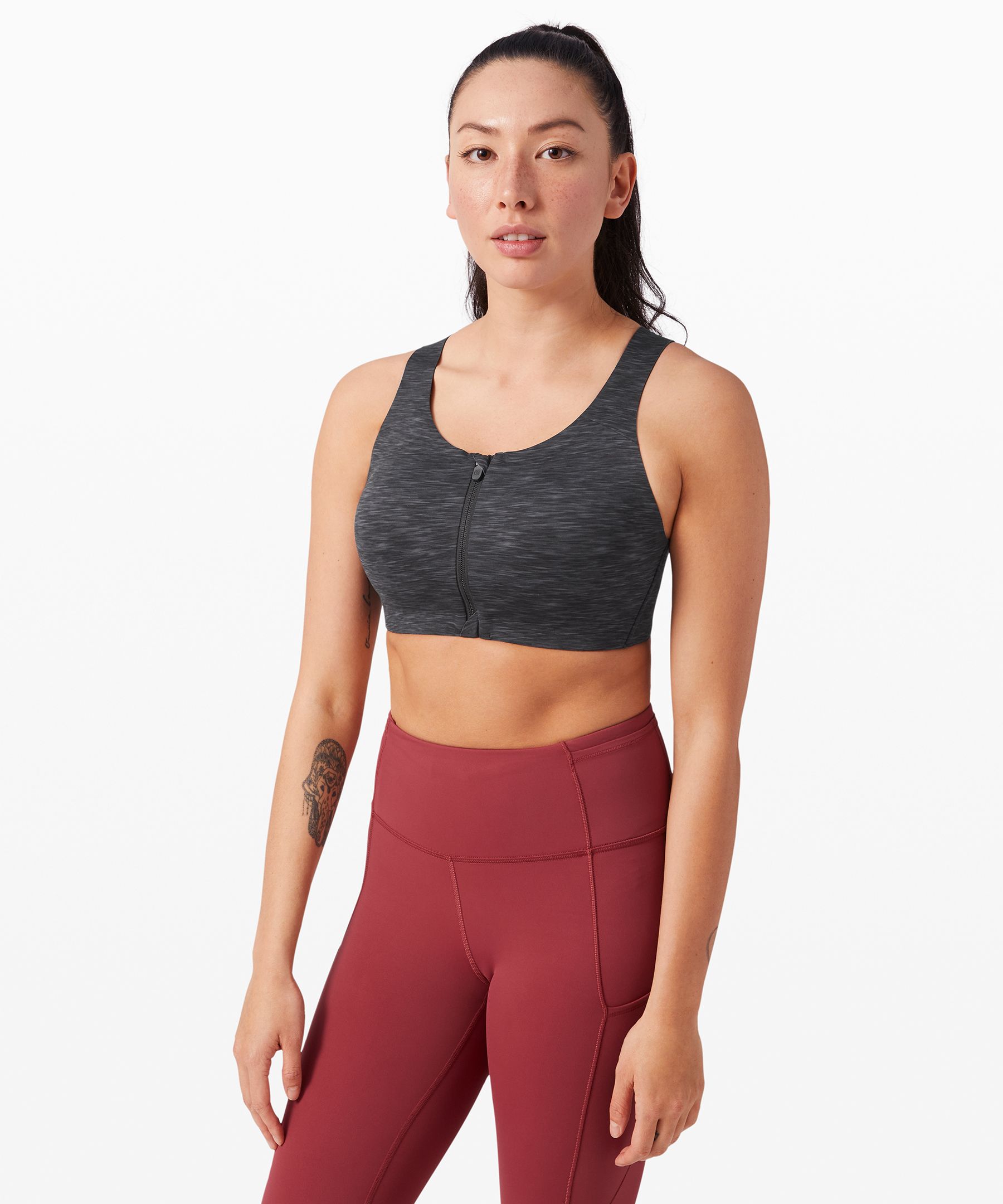 Lululemon Enlite Front-zip Bra High Support, A-ddd(e) Cups In Double  Dimension Starlight Black