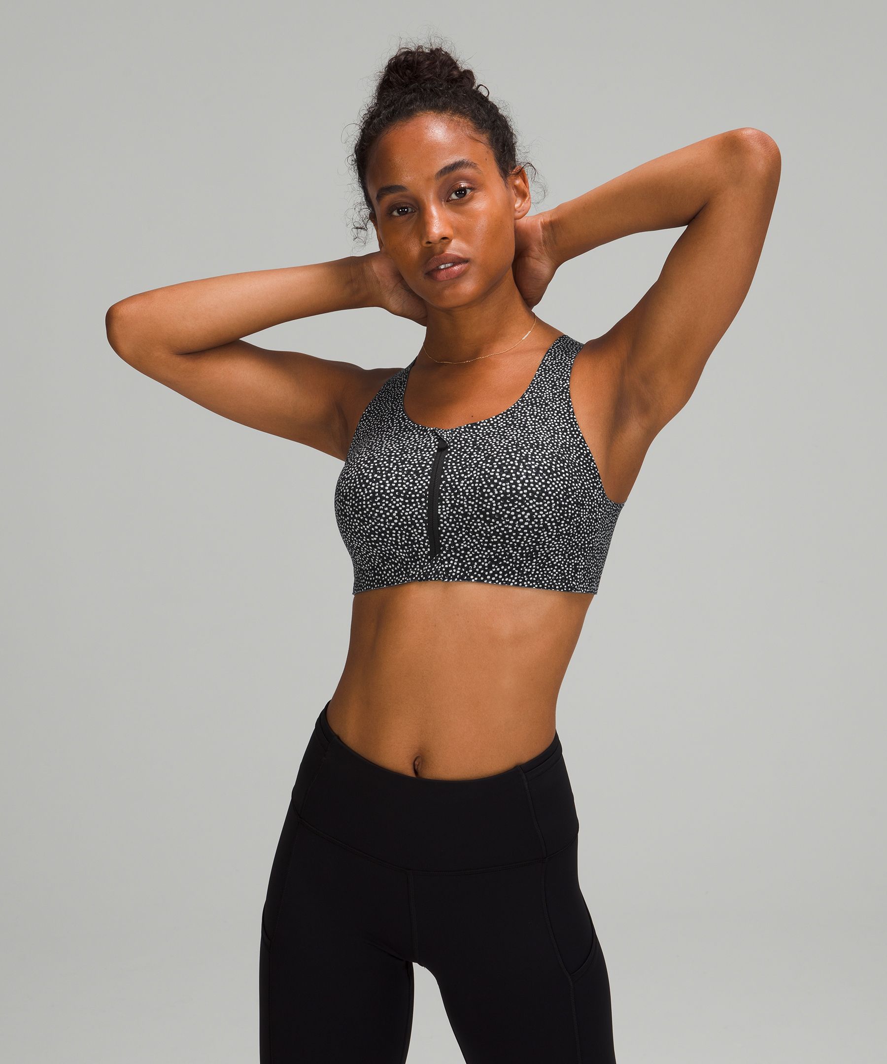 Lululemon Enlite Front-zip Bra High Support, A-ddd(e) Cups In Double  Dimension Starlight Black