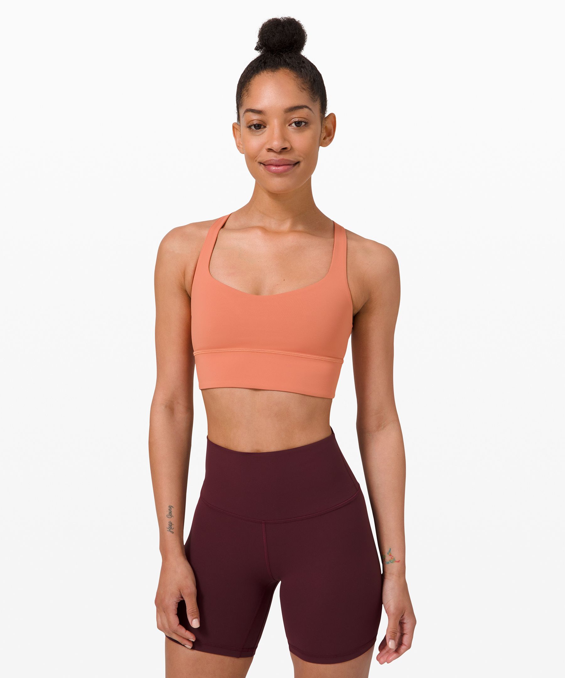 Lululemon Free To Be Bra Wild Long Line In Orange